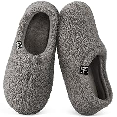 HomeTop Womens Fuzzy Curly Fur Memory Foam Loafer Slippers with Polar Fleece Lining