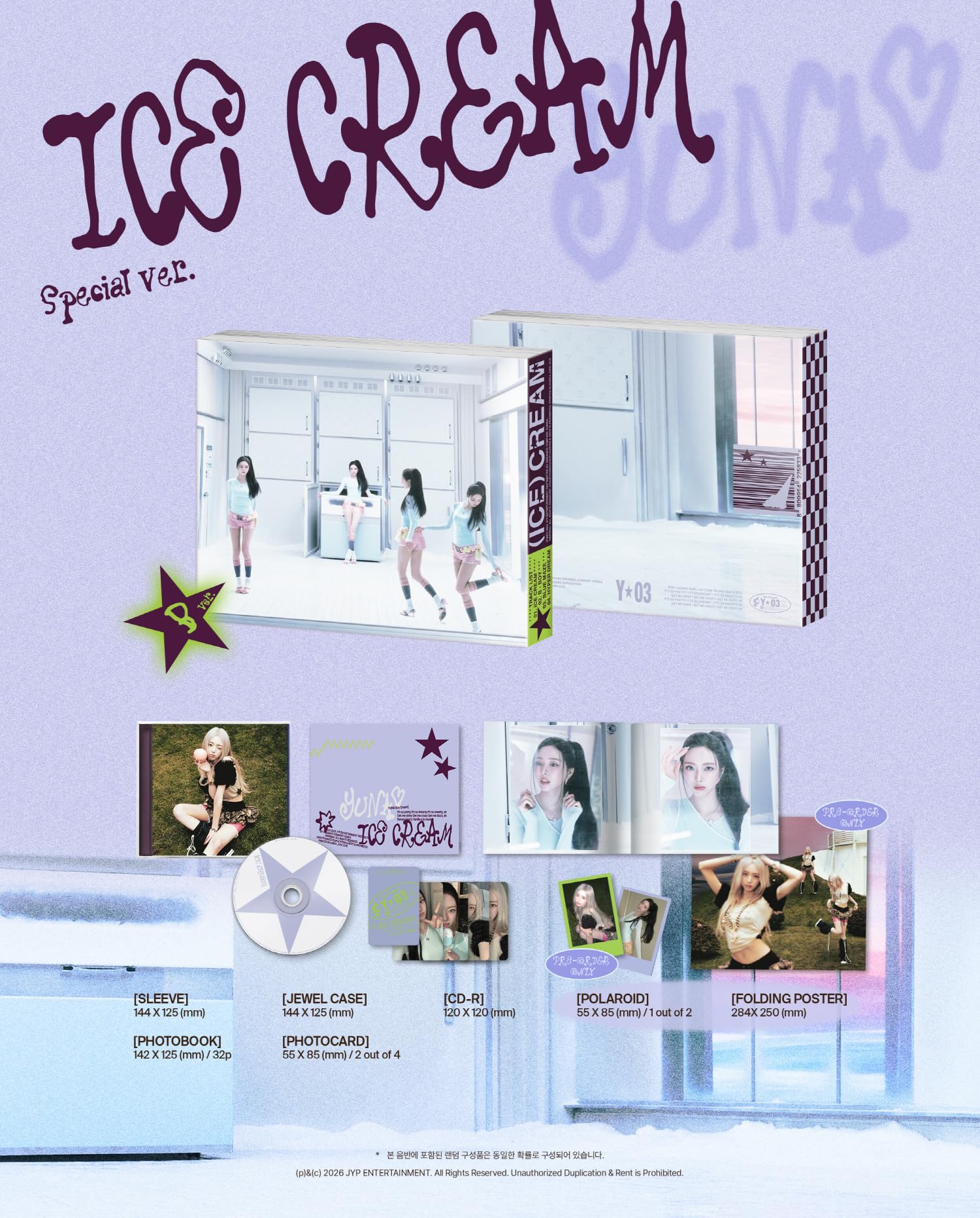 (Set: A+B) ITZY Yuna Ice Cream 1er mini álbum versión especial con seguimiento