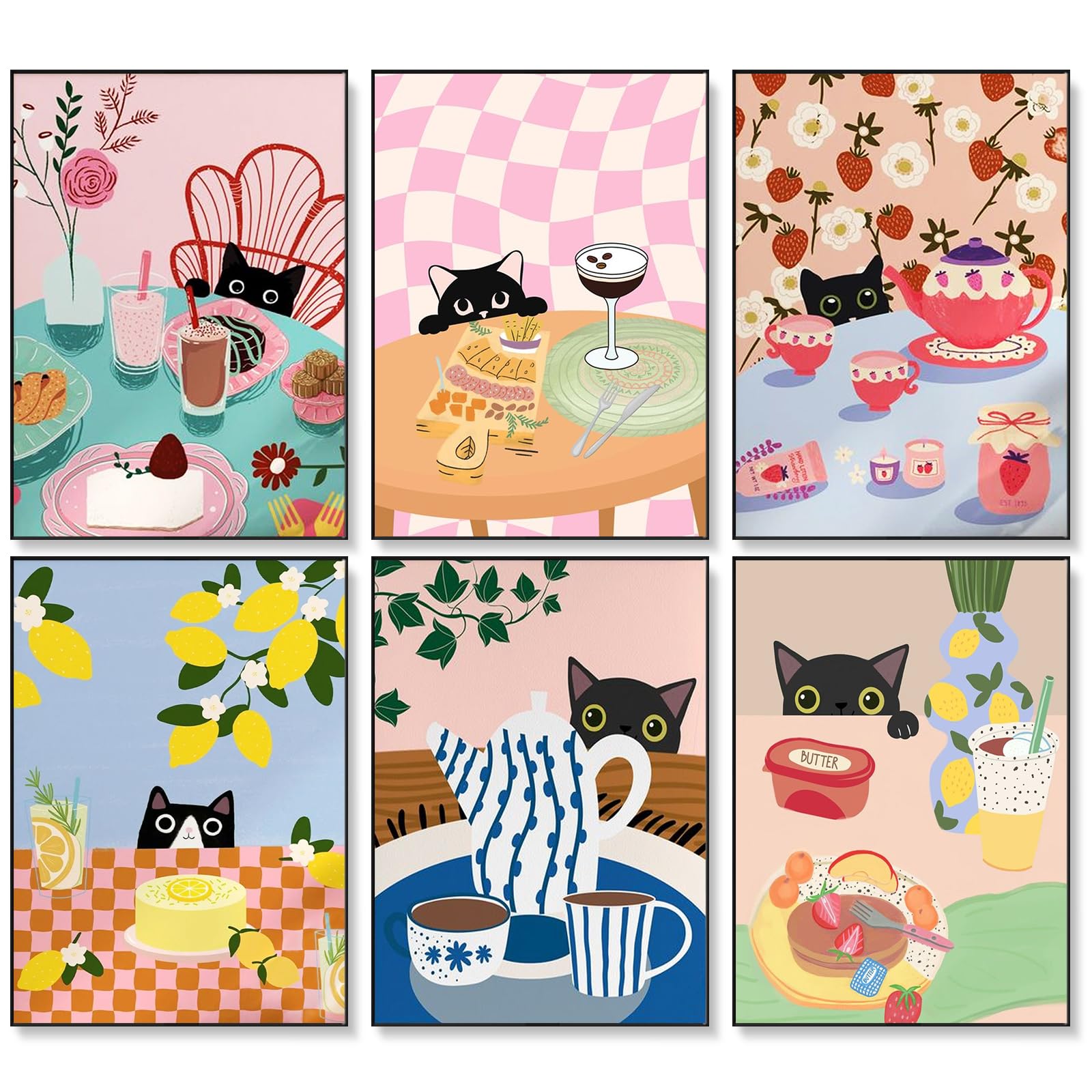Photo 1 of Fountor 6 Pack Paint by Numbers Kit for Adults Beginner, Cat Adult Paint by Number Kits on Canvas Without Frame, Funny DIY Acrylic Black Cat Oil Painting by Numbers for Home Decor Gift 10” W x 14”L