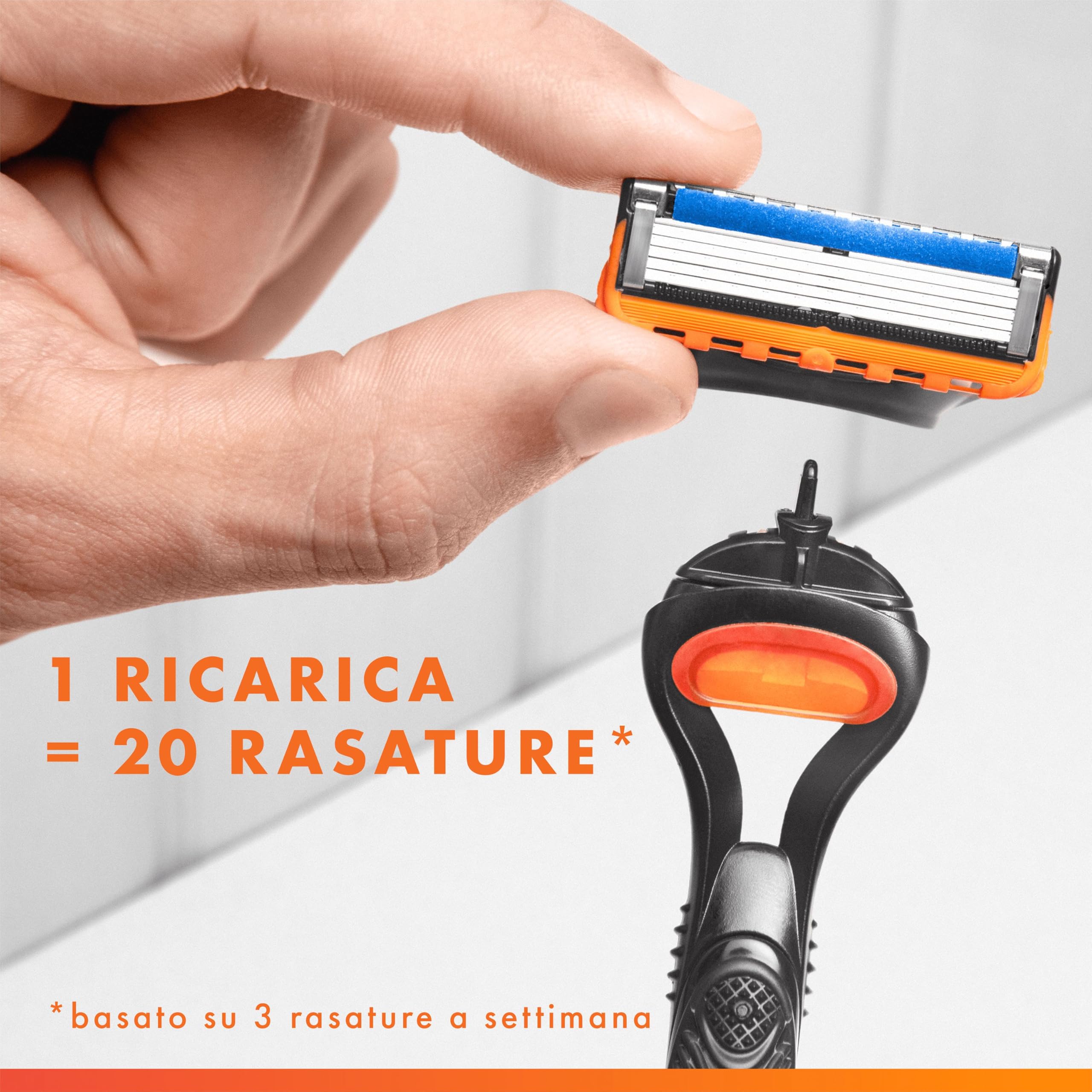 Gillette Rasoio Barba Manuale + 8 Lamette Gillette Fusion 5, LAMETTE DA BARBA Di Ricambio a 5 Lame e Rasoio Manuale Fusion 5, Rasatura Scorrevole con Striscia Lubrificante
