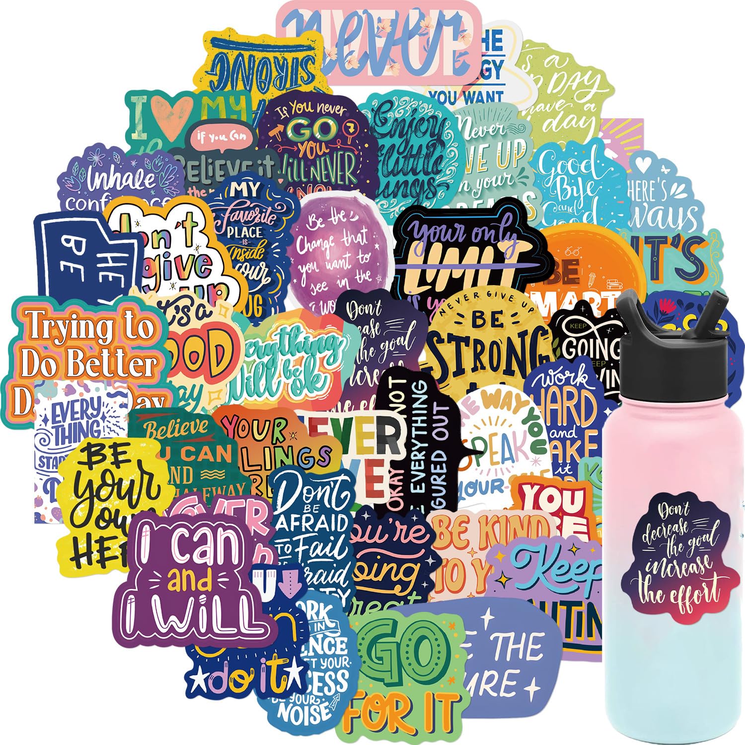 Inspirational Stickers for Laptop (50 PCS),Gift for Children Teens Adults Girl Boys,Waterproof Stickers for Water Bottle,Inspirational Vinyl Stickers for Scrapbook,Skateboard,Bike,Phone,Dairy - Image 4
