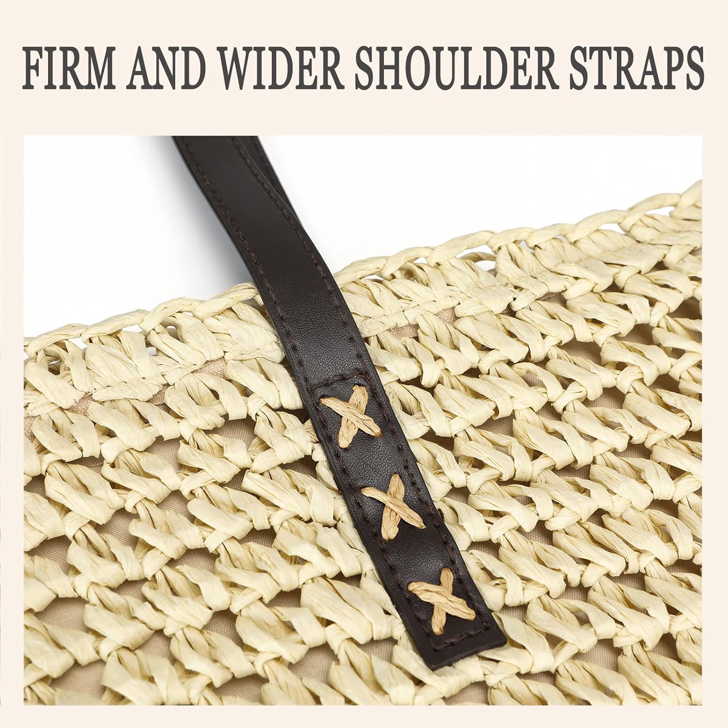 VODIU Straw Tote Shoulder Bags For Women Handbag Summer Beach Travel Large Capacity PU Leather Handle Shopper Bag…