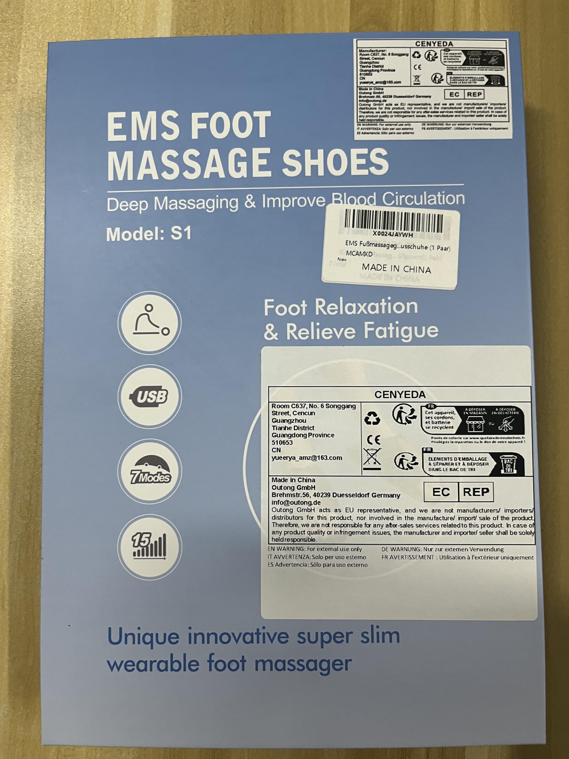 EMS Fußmassager Schuhe, Geschenke für Männer - Neue Upgrade Fußmassager für Schmerzen und Kreislauf, tragbare Beine und Füße Massager Pad mit Fernbedienung, 7 Modi Massage Pantoffeln (1 Paar)