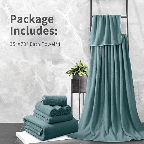 Miniatura 6 de MAGGEA Sábana de Baño Extra Grande de 4 Piezas (35"x70") - Sábana de Baño Ultra Suave de Tamaño Extra Grande, Juego de Sábanas de Baño para Baño de