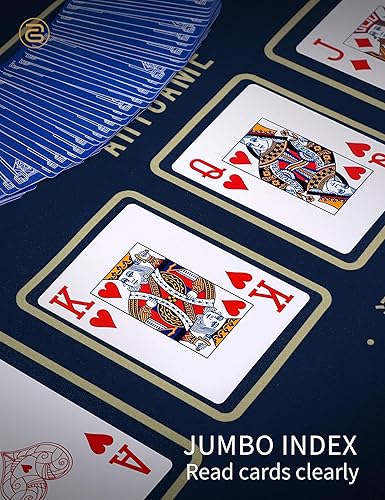 Miniatura 2 de ARTGAME Cartas de juego 100% de plástico, tarjeta de póquer de 2 barajas, índice jumbo, impermeable y lavable, tamaño de póquer, tarjetas de póquer