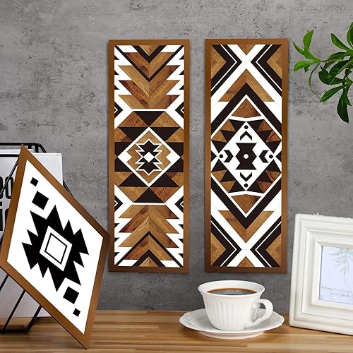 Miniatura 3 de Tatuo 6 piezas de decoración de pared azteca occidental para el hogar, marco del suroeste de granja, bohemio, moderno, impresiones artísticas