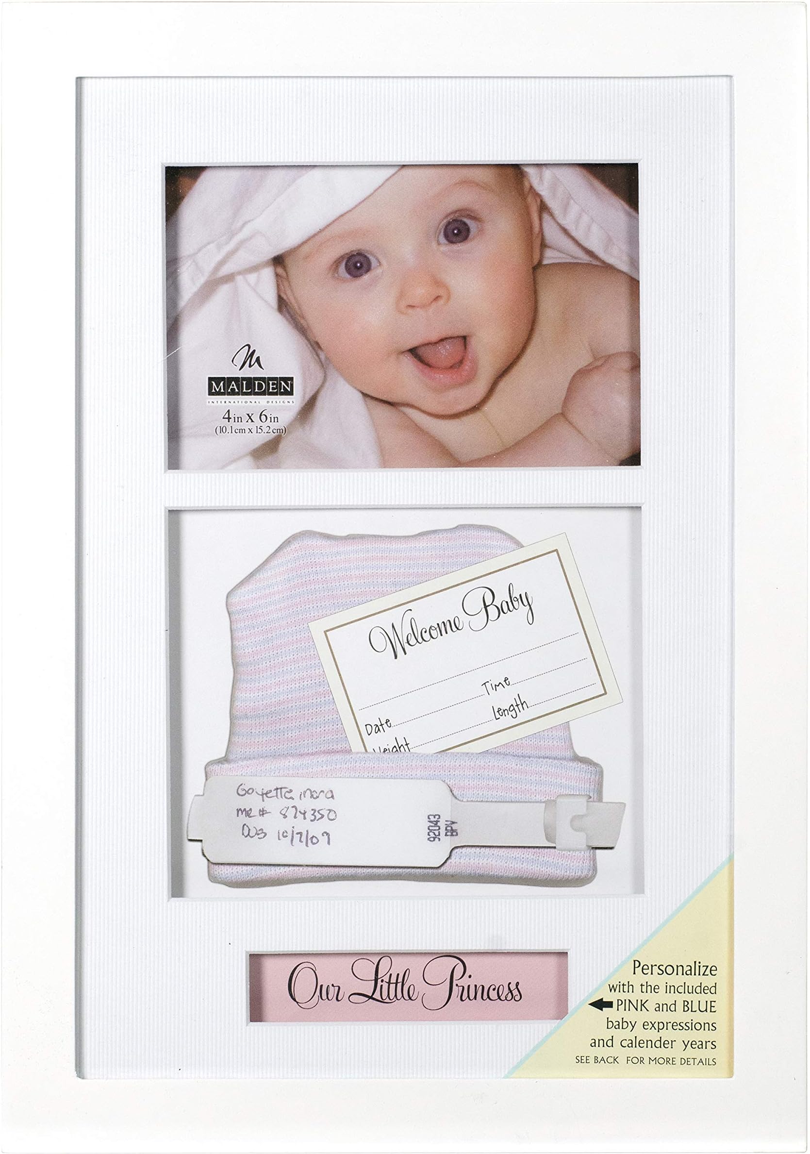 MaldenMalden International Designs 8280-46 Baby Memories Baby Memoto Shadowbox Picture Frame, 4x6, White