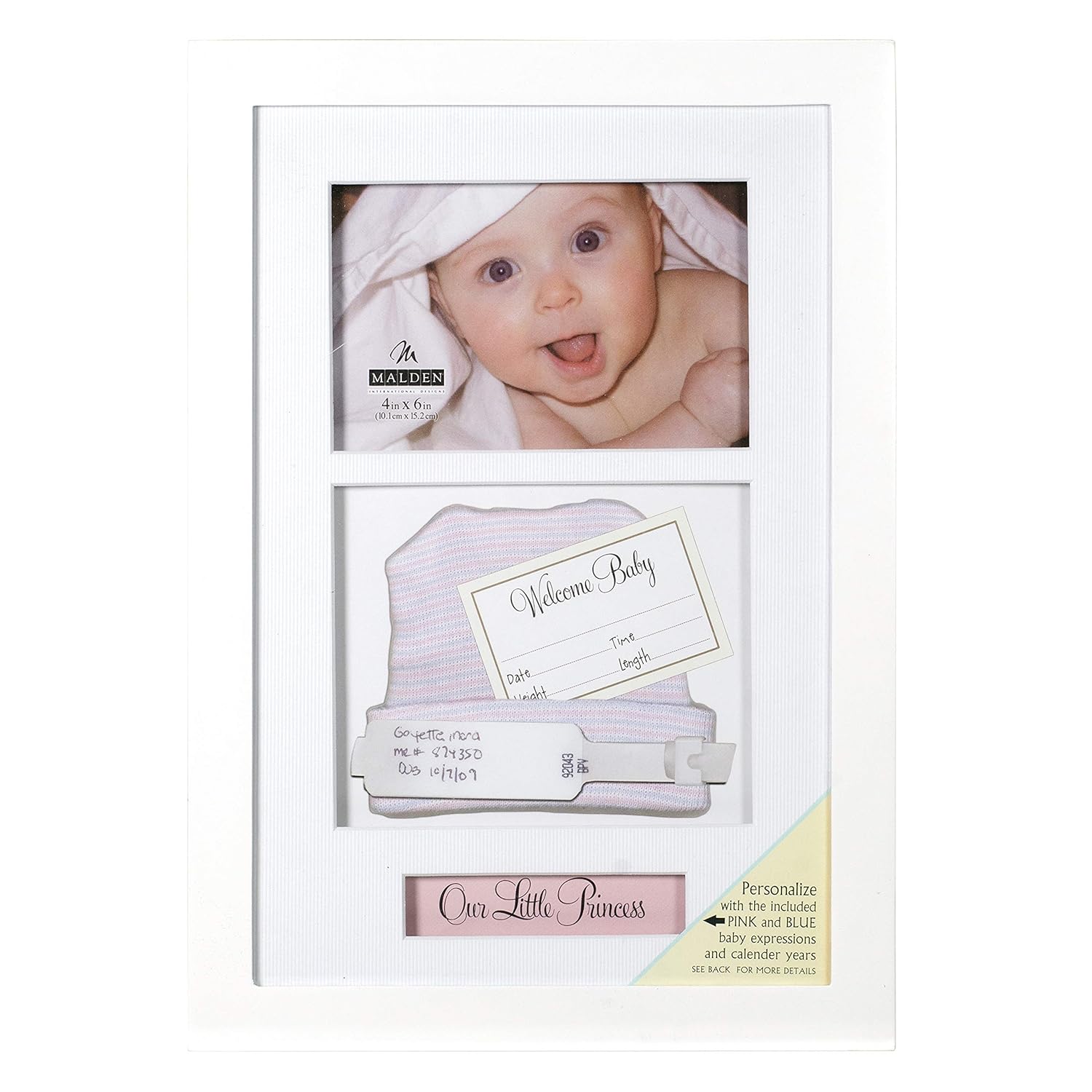 Malden International Designs 8280-46 Baby Memories Baby Memoto Shadowbox Picture Frame, 4x6, White : Baby