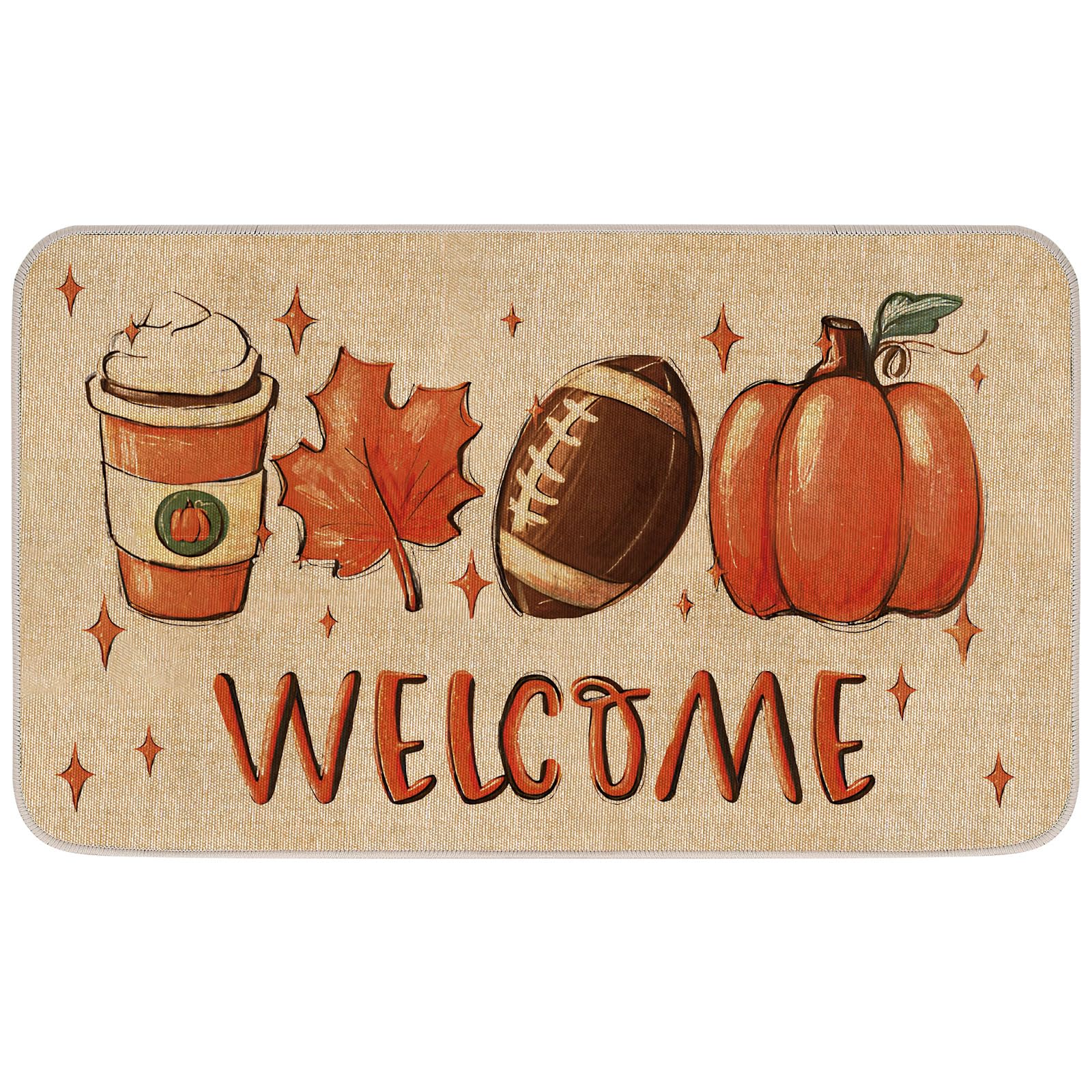 Paillasson d'automne pour entrée extérieure tapis de récolte motif citrouille