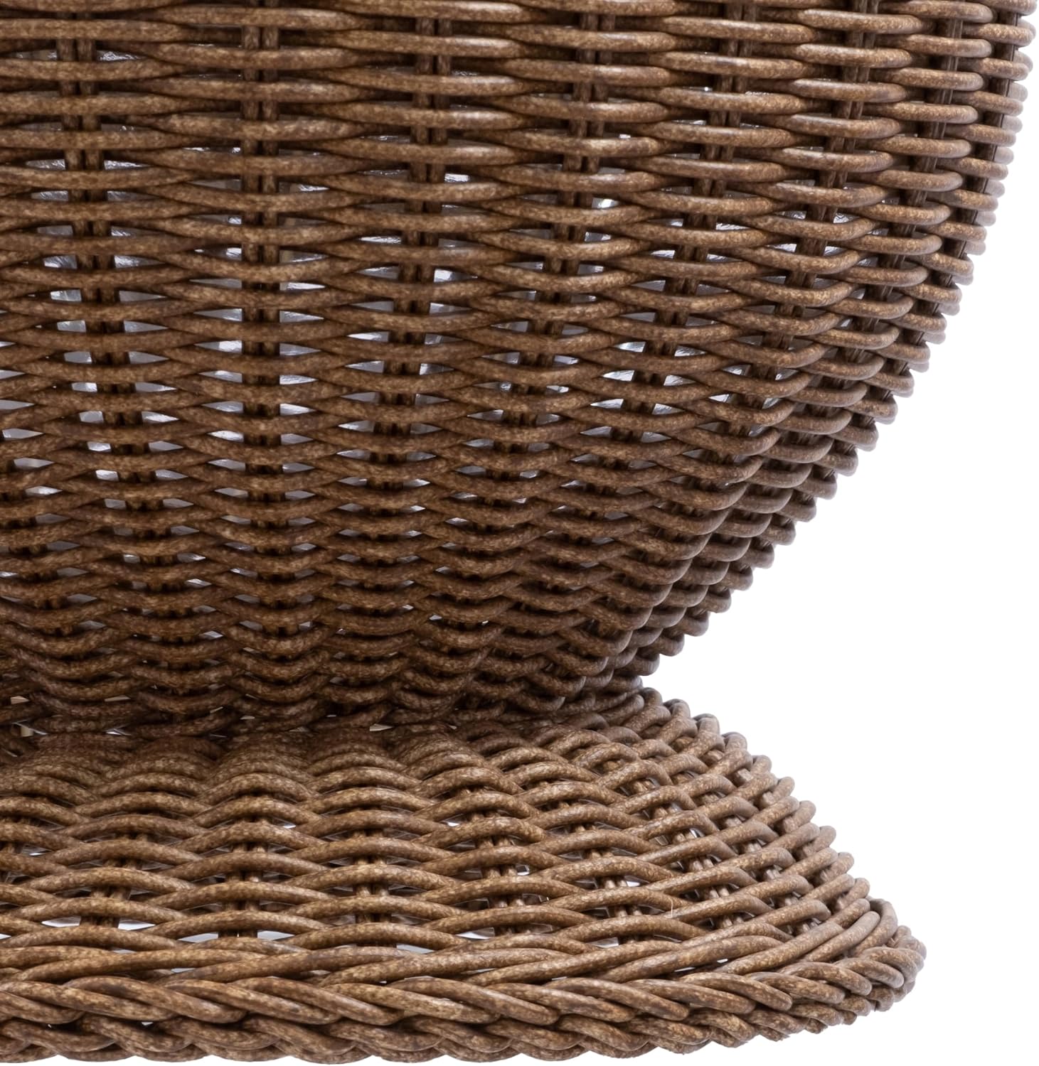 16" Brown Woven Resin Urn Planter, Tall Round Flower Pot with Textured Weave Design, Weather-Resistant, Lightweight, for Patio, Porch, Garden，Small Trees, Shrubs, Flowers