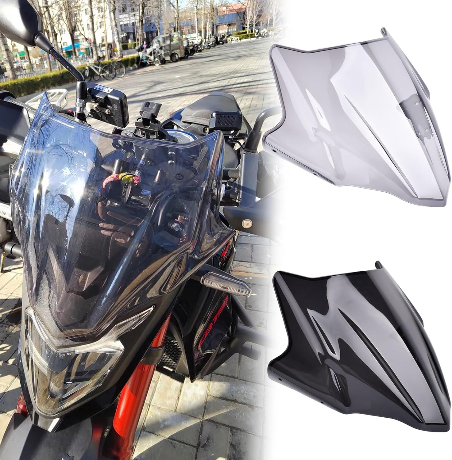 Motorcycle Large Windshield Windscreen compatible for for Ho&nd&a CB 750 Hornet CB750 Hornet 2023 2024 Baffle Visor Front Fly screen cb750 Wind Deflector Blacksmoke
