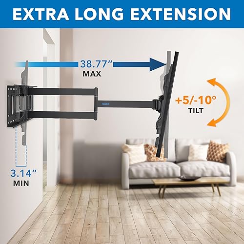 Miniatura 5 de Mount-It! Soporte de TV de brazo largo, soporte de pared largo de movimiento completo con extensión de 38.5 pulgadas, soporte de pared para TV se