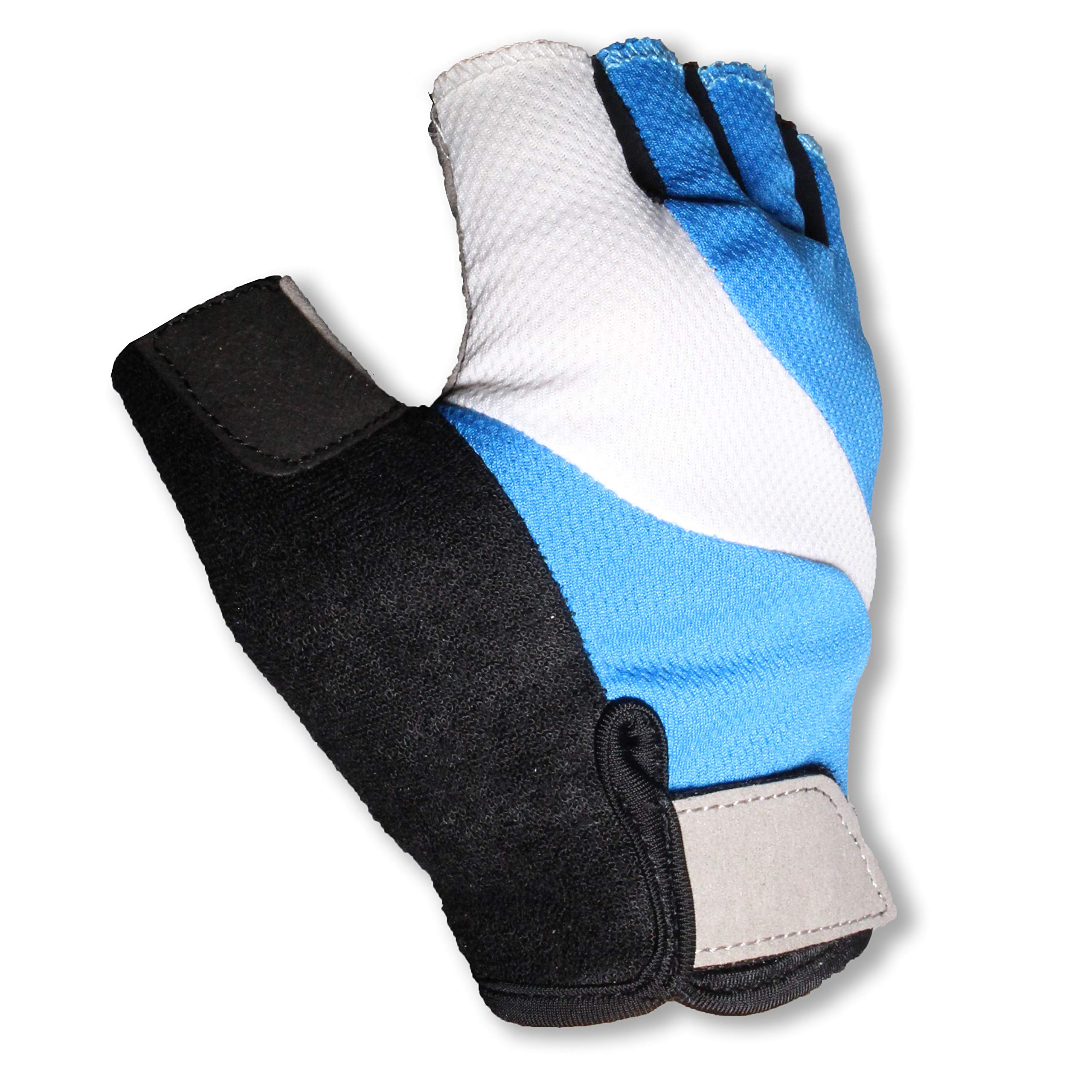 Cycling Fingerless Gloves. SBR (Gel padded) Anti-Vibration & Super Grip. Cycling, Race Gloves, Outdoor Sports, Mountain Road Bikes, Climbing, Hiking Gloves. Colours and sizes for both Men & Women – Black or Blue colours