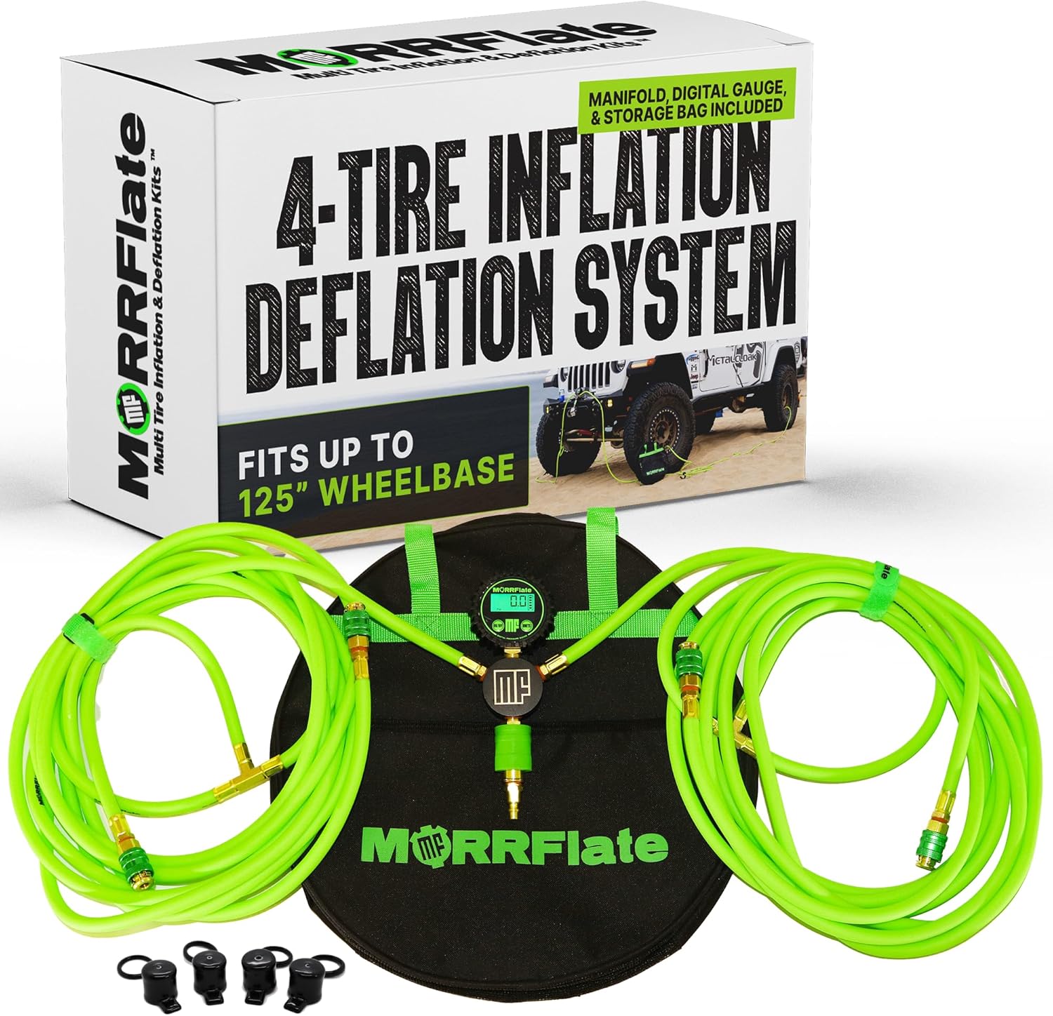 MORRFlate Quad tire hoses connected across all four wheels