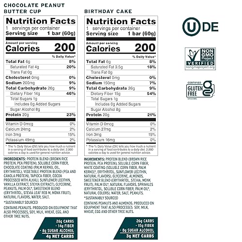 Miniatura 8 de No Cow Barras altas en proteínas, paquete variado original, aperitivos saludables, 0.71 onzas de proteína vegana, altas en fibra, bajas en azúcar