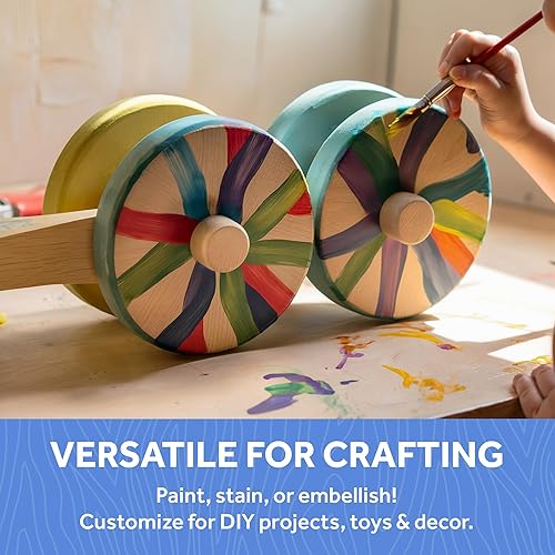 Miniatura 6 de Ruedas de madera de losa de 1 pulgada de diámetro para manualidades, agujero de 14 pulgadas, 38 pulgadas de grosor, paquete de 25 mini ruedas de