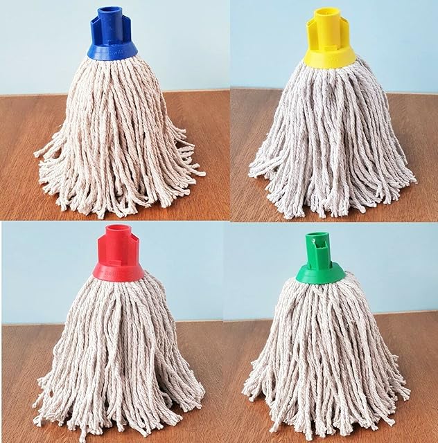 Socket Push 6Pcs Plastic PY Cotton Mop Head Jumbo Large Mop Thick Absorbent Yarn for Everyday Home/Work Commercial Mop Heads for Heavy Duty Long Lasting (6pk Jumbo Oz 20 400g)