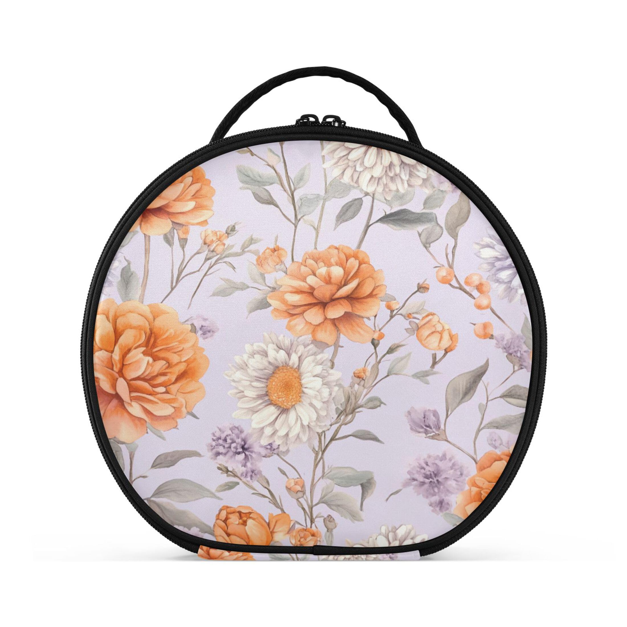 Takiito Orange Roses on Purple Travel Makeup Case Portable Makeup Box Artist Cosmetic Case Organizer With Adjustable Dividers