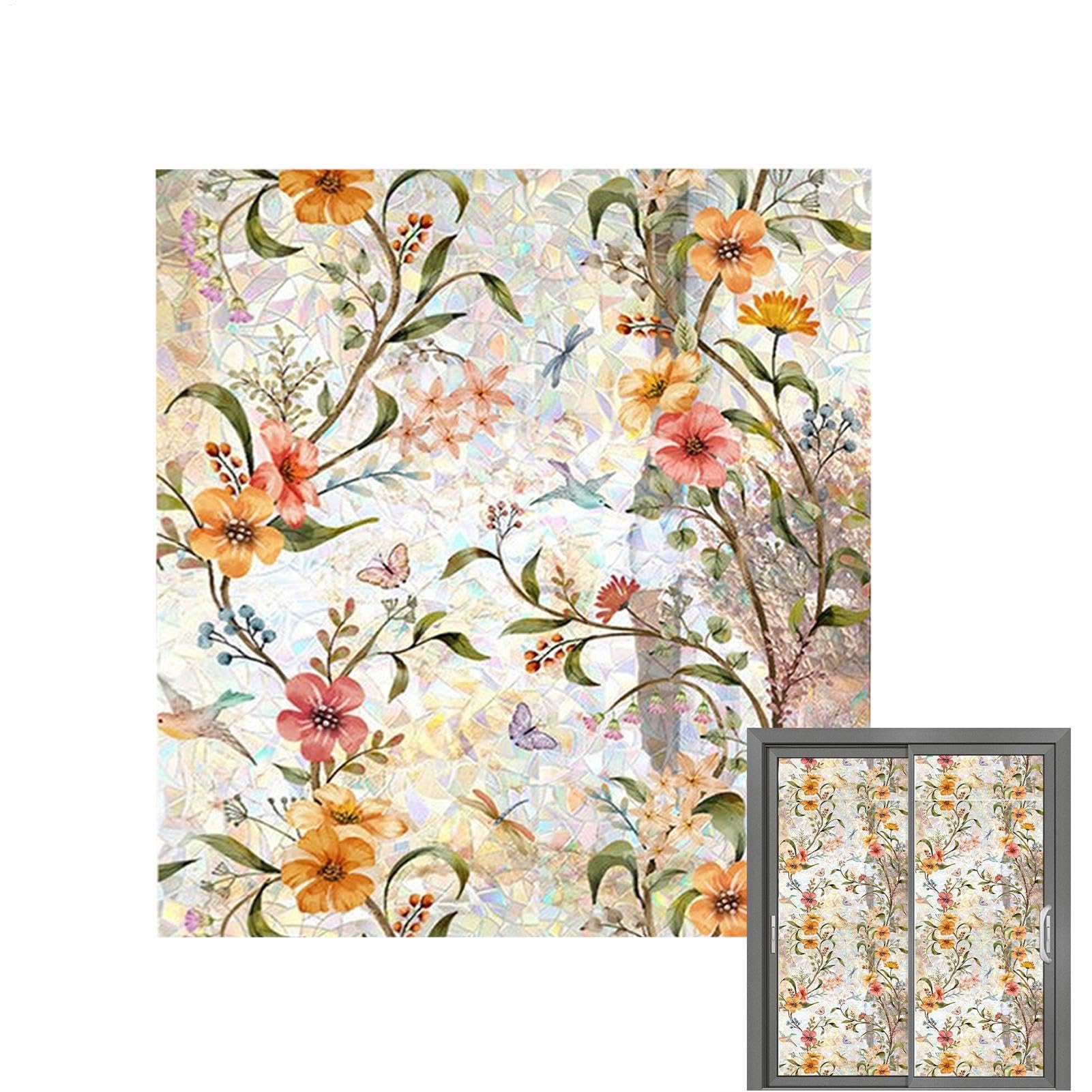 Film de fenêtre en verre anti-regard et anti-UV à motif floral statique