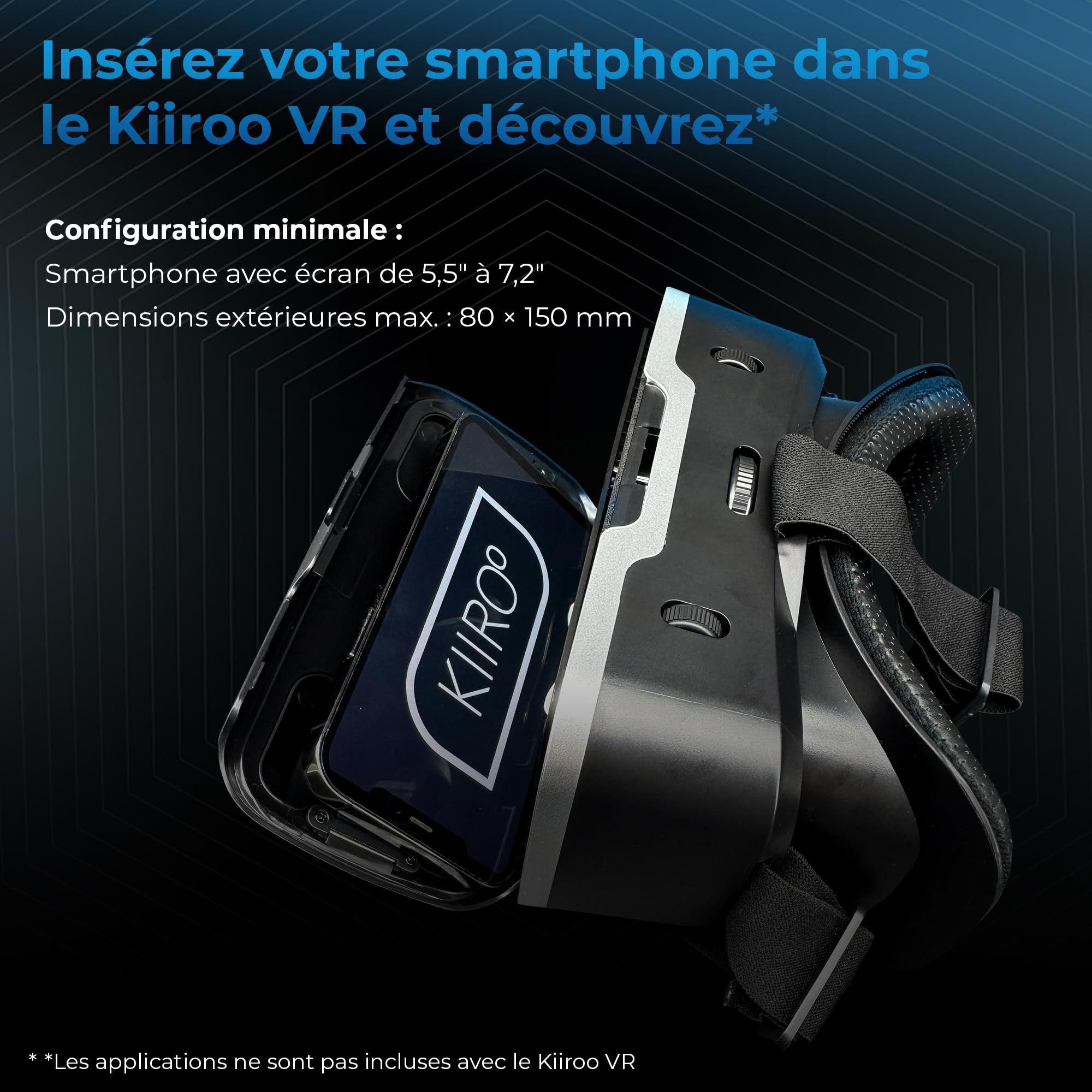 KIIROO Casque VR pour Téléphone – Réalité Virtuelle Mobile iPhone, Android & Windows, 40mm HD Lentilles, IPD & Focale Réglables, Confortable et Compatible Lunettes | Casque Réalité Virtuelle