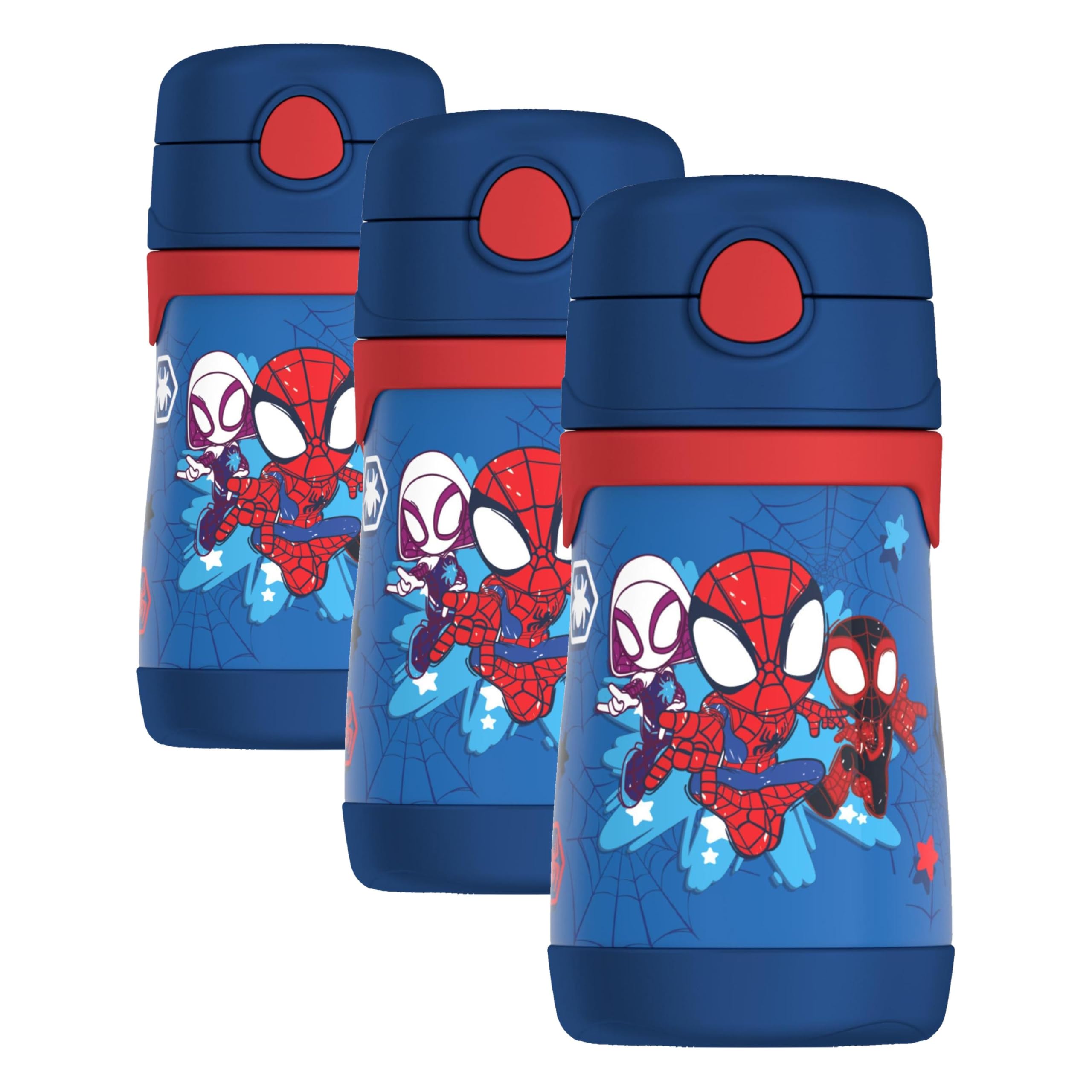 THERMOS Vacuum Insulated Stainless Steel 10oz Straw Bottle, Spidey and His Amazing (Pack of 3)