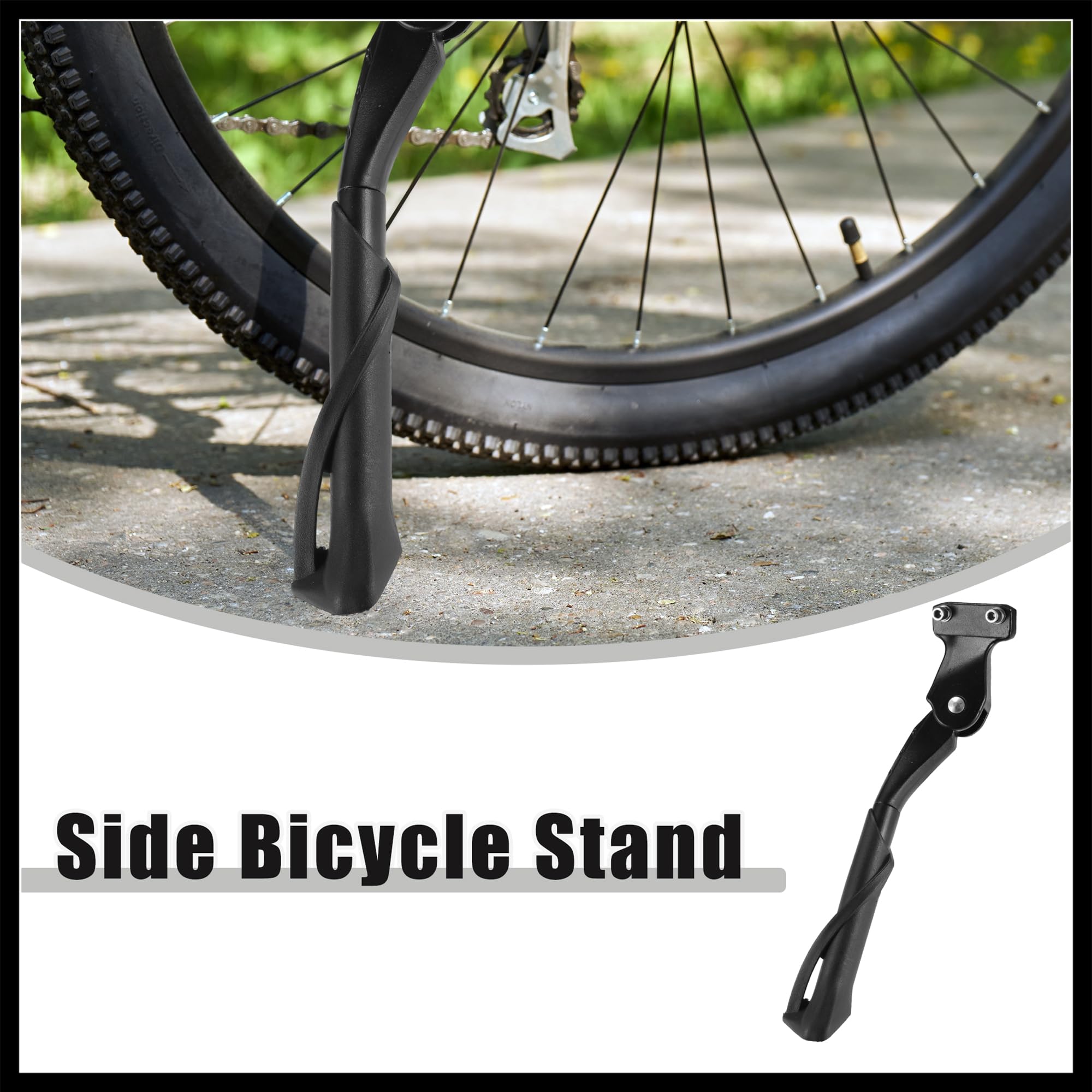 Hihaha Fit 20-22 Inch Bicycles Adjustable Bicycle Stand with Central 2 Holes Non-Slip Side Stand Kickstand Bicycle for Mountain Bike E-Bike Trekking Durable Material
