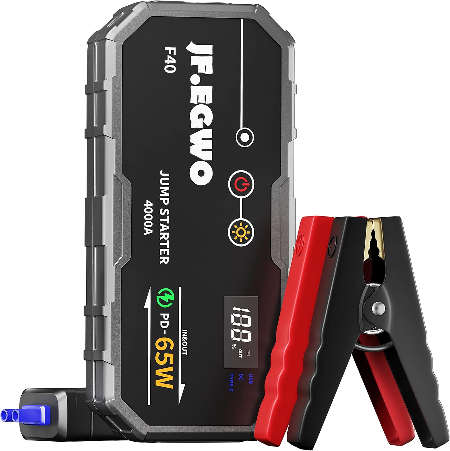 JF.EGWO Avviatore Batteria Auto 4000A Avviamento di Emergenza Portatile