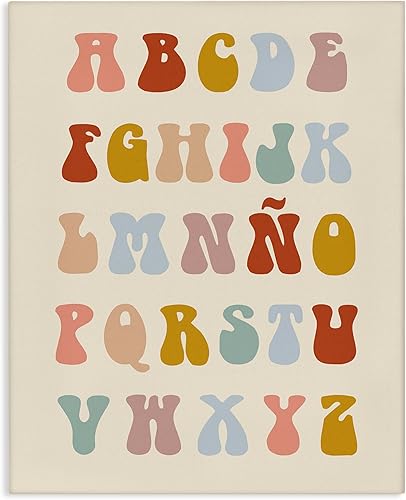 Stupell Industries Abecedario Estilo Vintage - Lienzo decorativo para pared