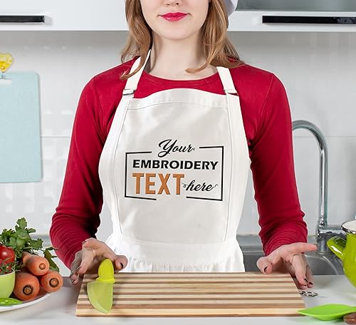 Miniatura 7 de TEEAMORE Delantal bordado personalizado con volantes para cocina, horneado, parrilla, limpieza, disfraz de sirvienta, delantal de mujer con bolsillos