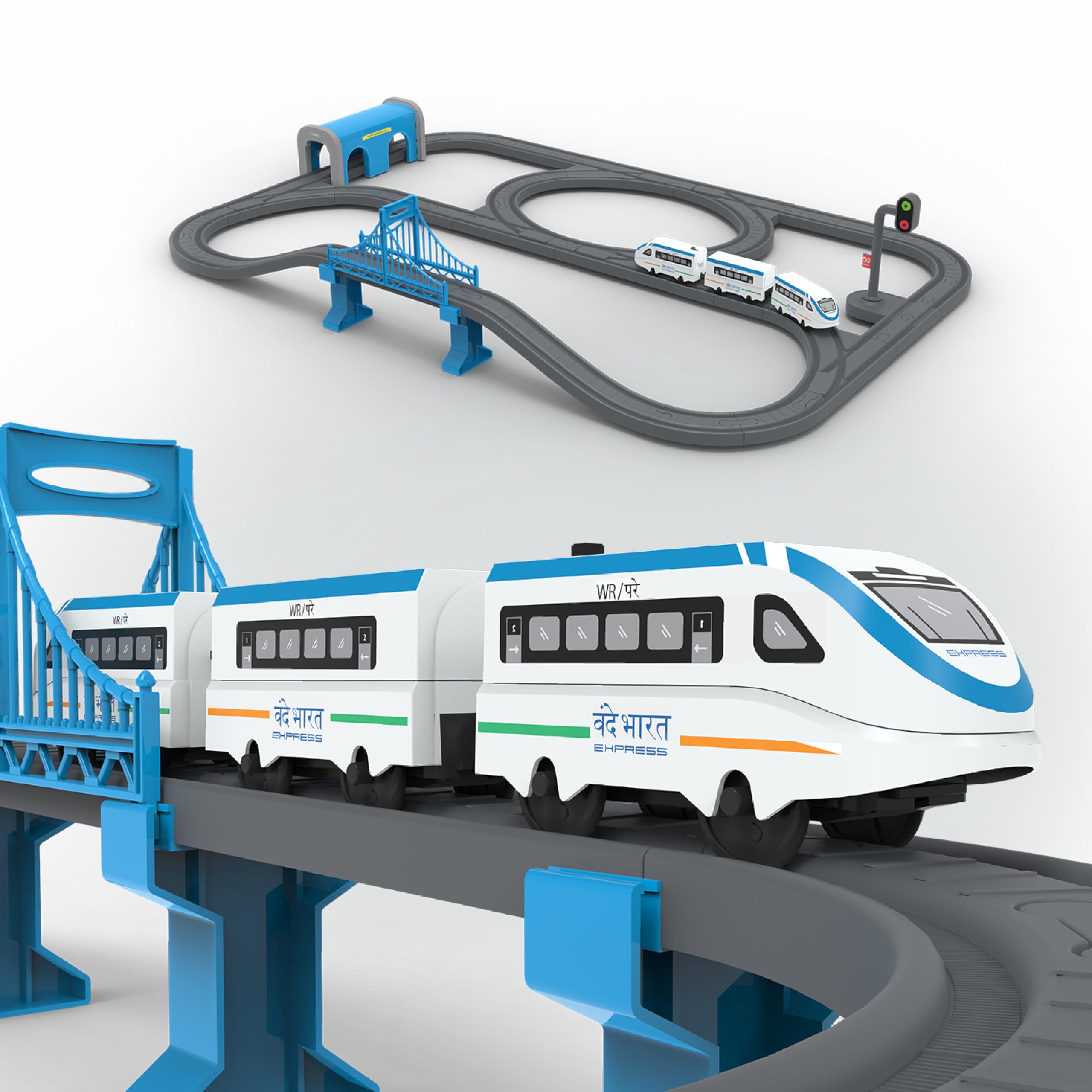 liifelong indian city trainset 91 pcs | vande bharat electric train set with lights & sounds | usb rechargeable diy toy set with magnetic coaches & electronic track gift for kids 3-9 yrs (llcrct06)
