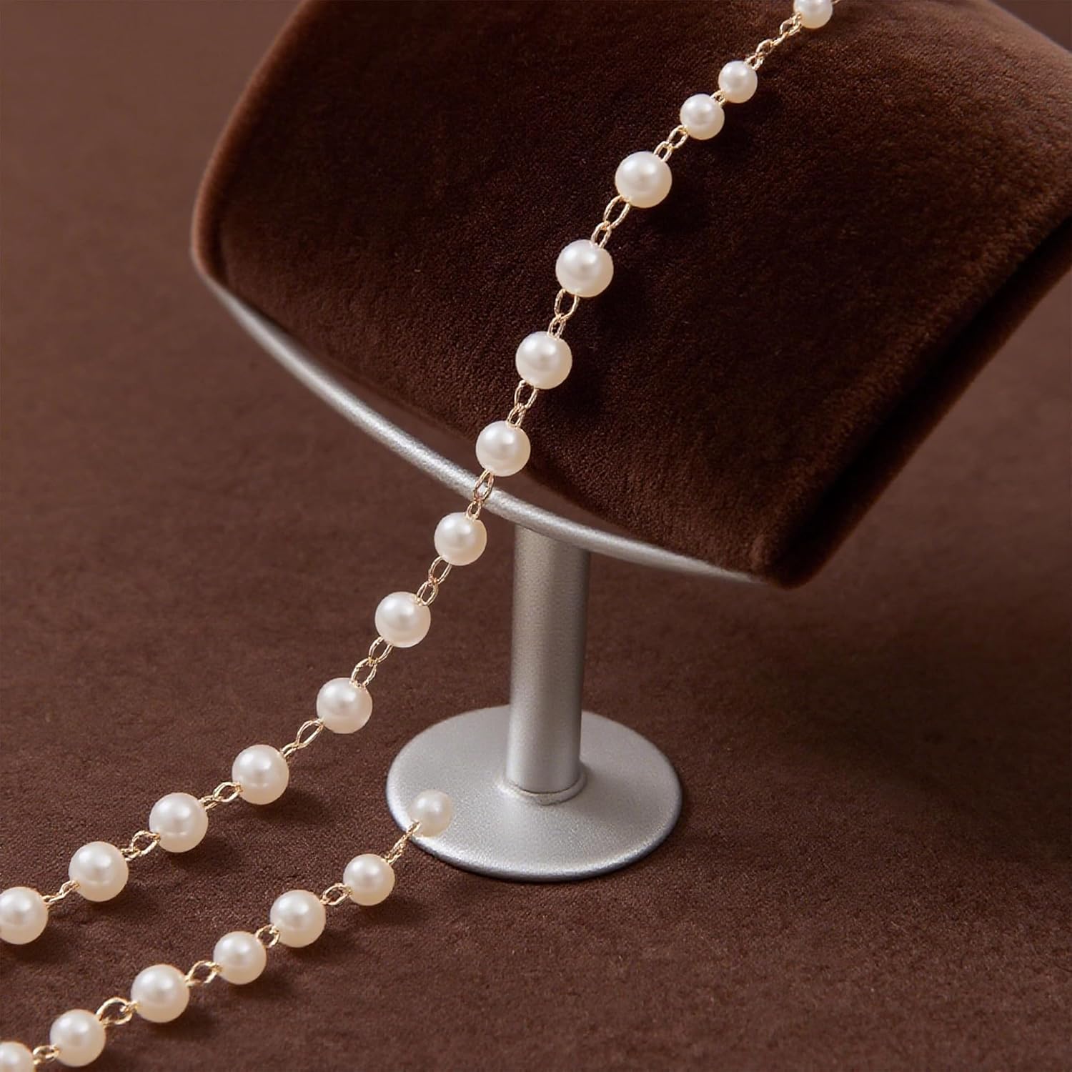 4 Yards Faux Pearl Chain, Gold Stainless Steel Chain Link with Lobster Clasps, for Jewelry Making Craft Supplies Findings (4mm, 5mm, 6mm, 8mm Pearls) - Image 7