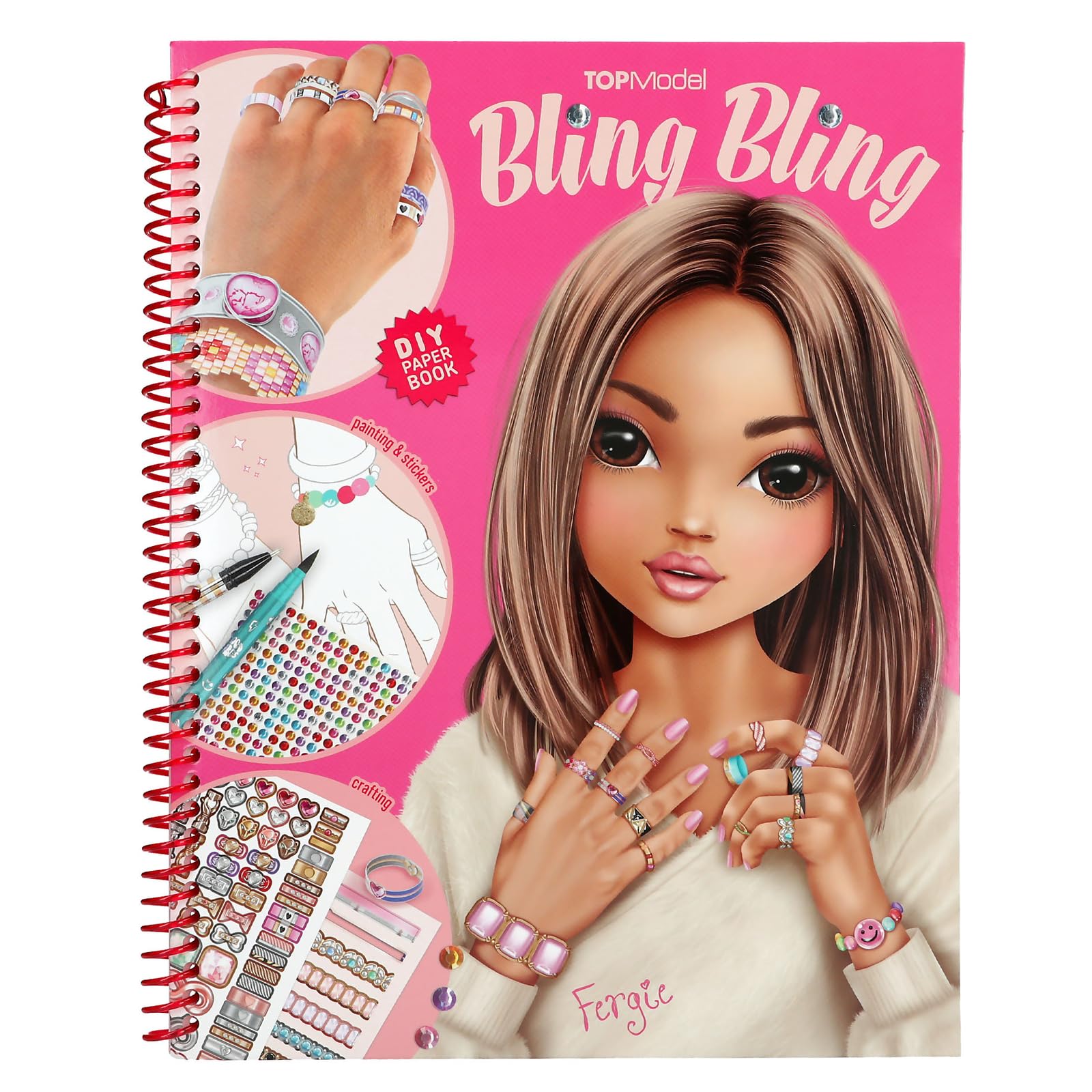 Depesche 13740 TOPModel - Create Your Bling Bling Colouring Book with 14 Craft Pages for Colouring, Crafting and Decorating Beautiful Jewellery Including 1 Sheet of Sticker Stones