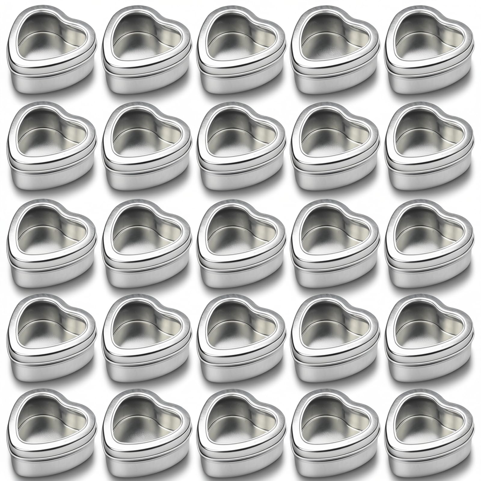 Thintinick Leere herzförmige Mini-Metalldosen mit klarem Sic