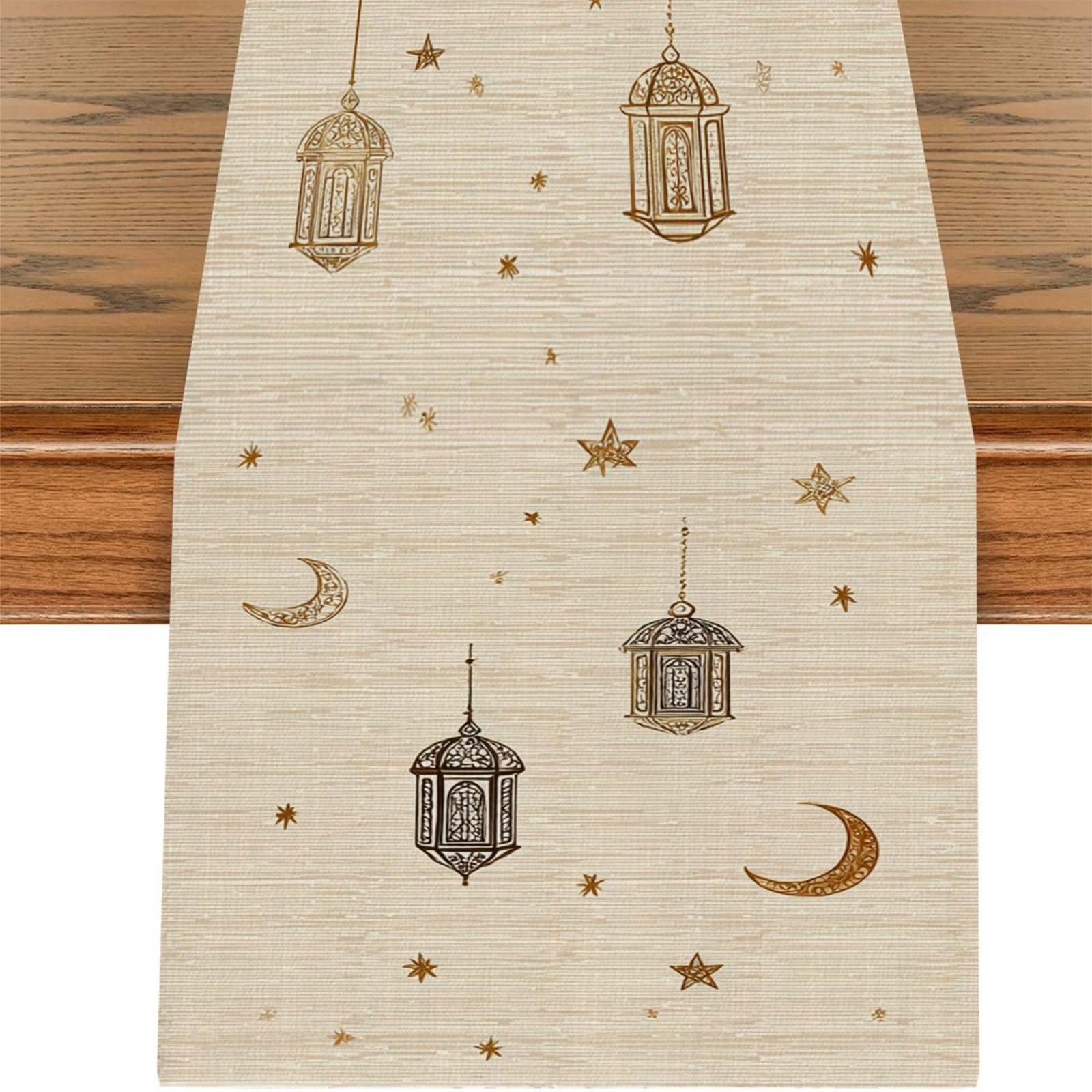 hogtnd Polyester Table Cloth Star Theme Ideal for Holiday Party and Family Gathering Table Cloth with Luminous Lamps