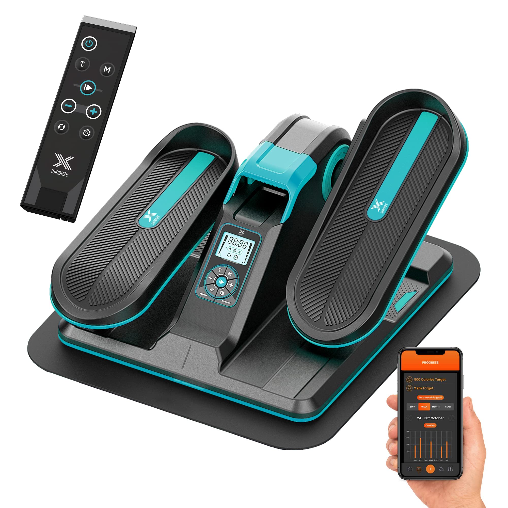 Under Desk Elliptical Machine with Smart App, Mini Seated Elliptical Training Machine with Non-Slip Mat, Adjustable Resistance, LCD Display, Elliptical Pedal Exerciser for Seniors and Adults