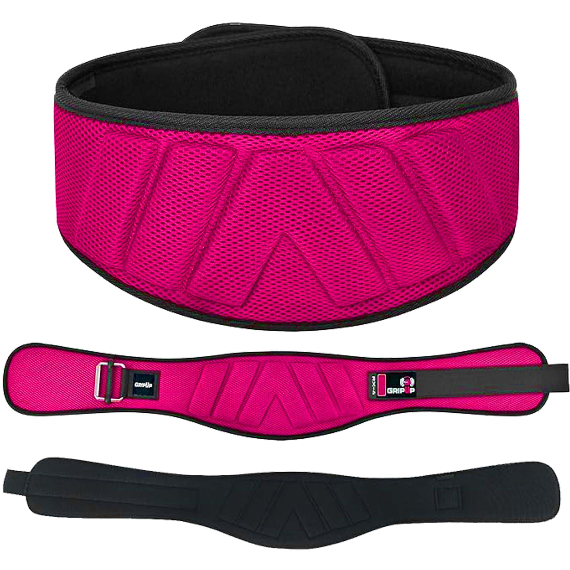 GripUp Weight lifting Gym Belt Curved Padded Back Lumbar Support Neoprene Belt for Fitness Exercise Bodybuilding Powerlifting Workouts Deadlifts Squats & Weightlifting Men Women (Pink, S)