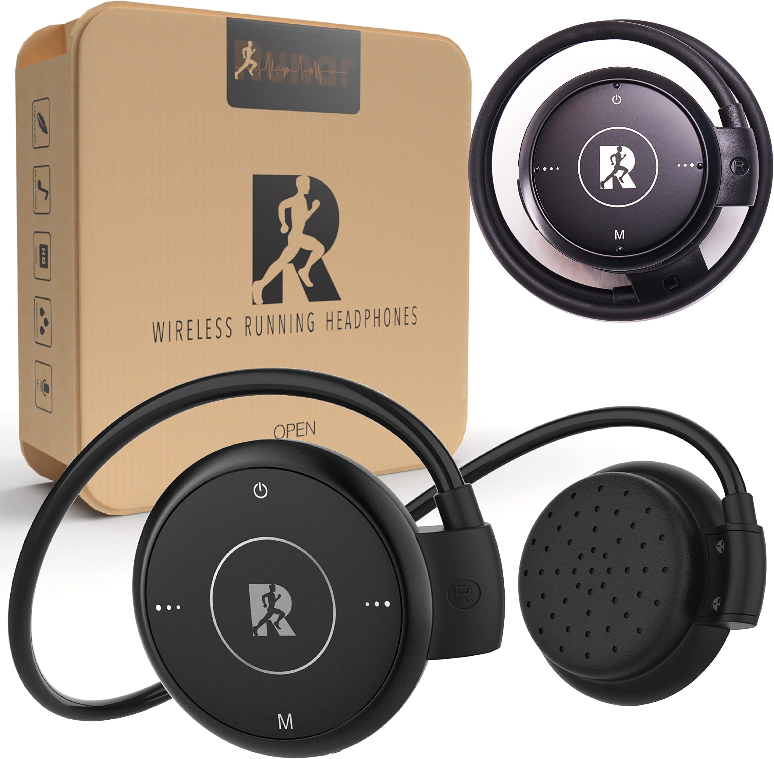 Running Headphones designed by Runners - Wireless Bluetooth V5.0 Neckband Earphones for Sport Exercise Jogging Gym Workout Marathon Headphones for Running