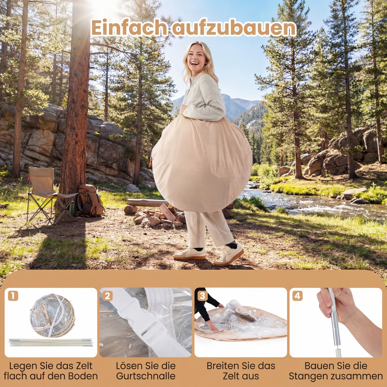 SOARS Pop up Zelt für 8-10 Personen, Wurfzelt Outdoor (Transparent)