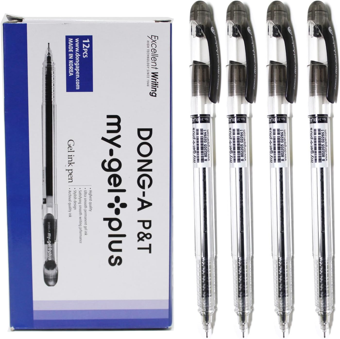 Dong-A My Gel Plus 0.4mm Gel Ink Pen - Black 12 Pcs(1 Dozen)