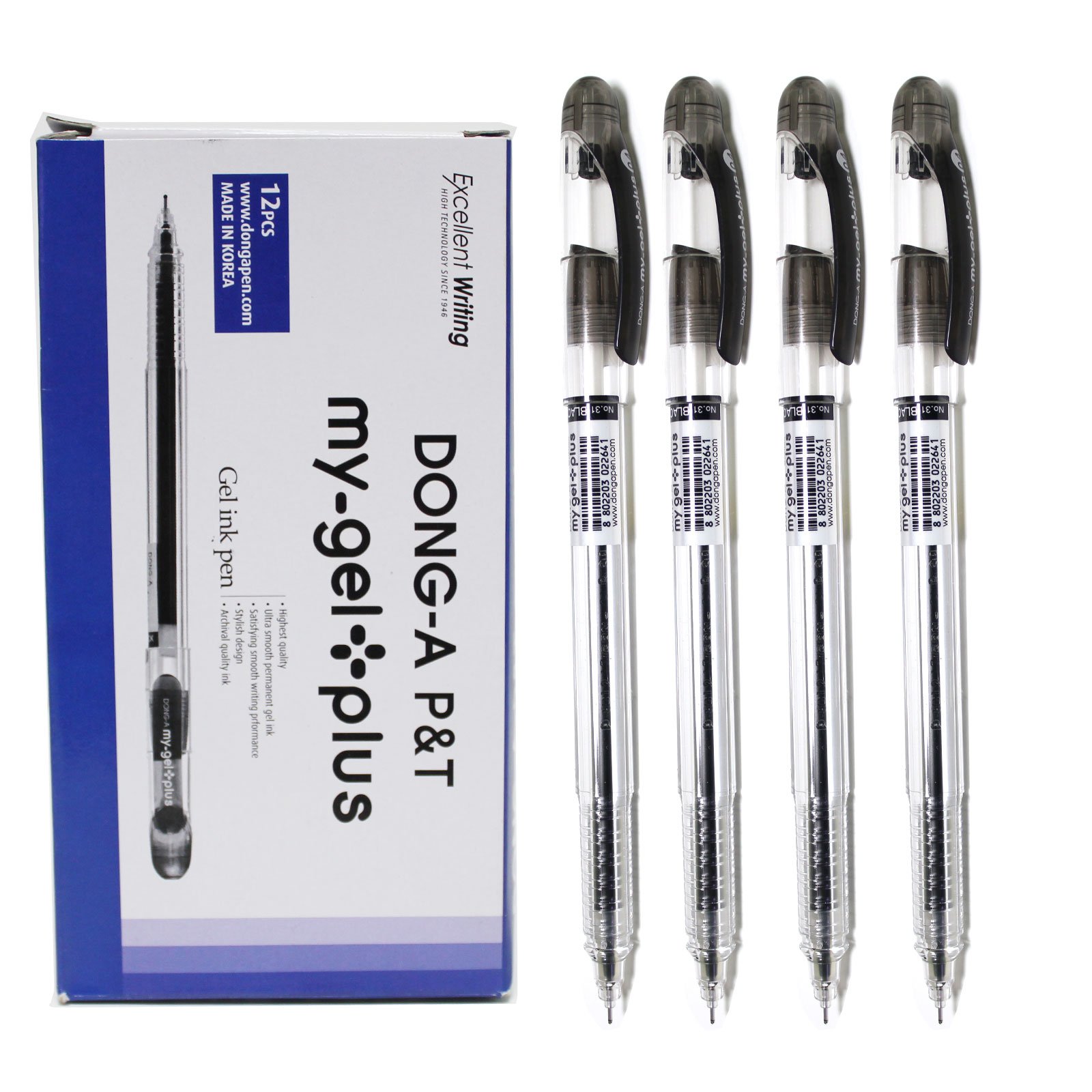 Dong-A My Gel Plus 0.4mm Gel Ink Pen - Black 12 Pcs(1 Dozen)