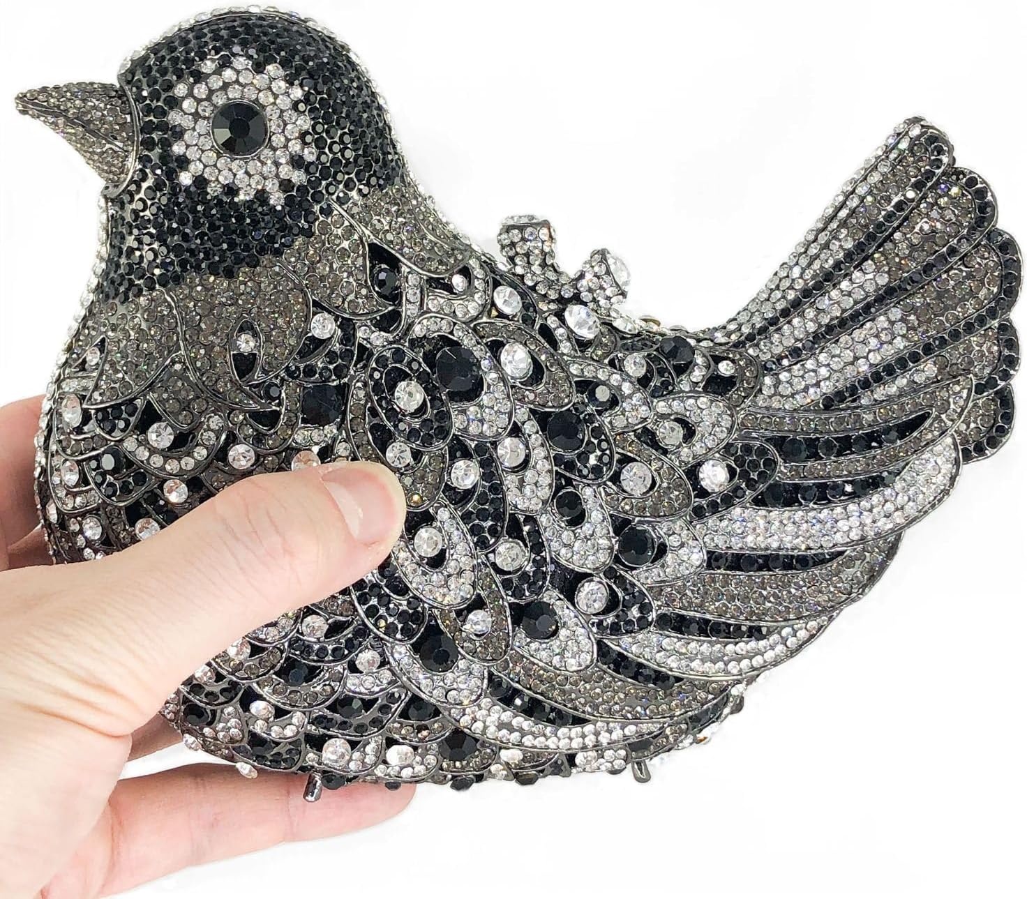 Boutique De FGG Bird Crystal Clutch Purses For Women Dressy Rhinestone Evening Bag Pigeon Prom Clutch Purse for Wedding,Mini - Image 8