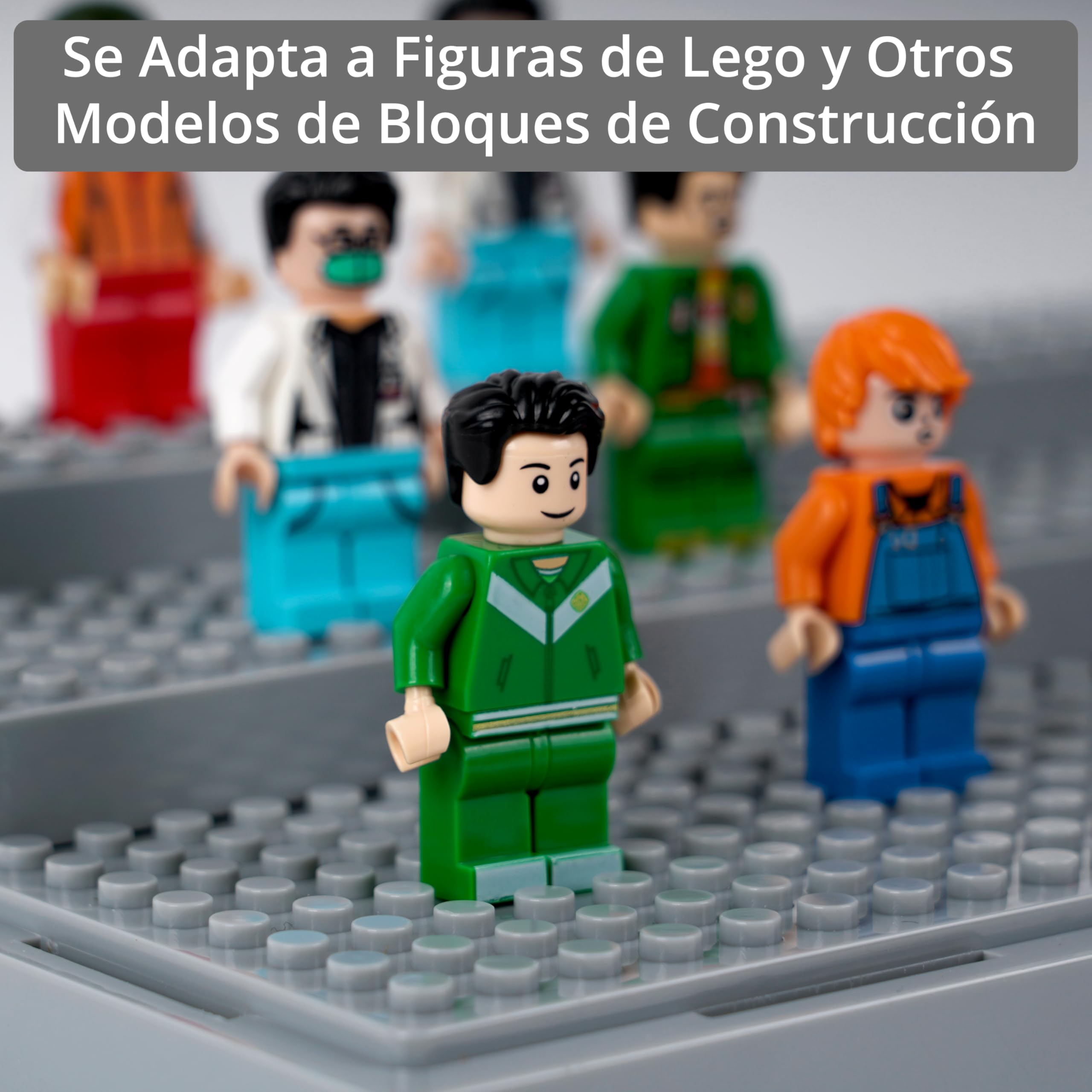 Winter Shore Expositor Metacrilato Gris Apilable de 3 Niveles (Pack de 2) | Organizador Transparente para Minifiguras, Juguetes y Construcción de Bloques, Prueba de Polvo y Placas Base Tachonadas