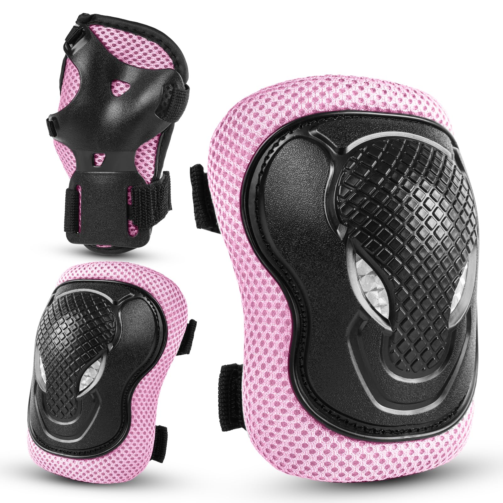 Knee Pad Elbow Pads for Kids: Guards Protective Gear Set for Roller Skates Cycling BMX Bike Skateboard Inline Skatings Scooter Riding Sports (Pink, Small (3-7 years))