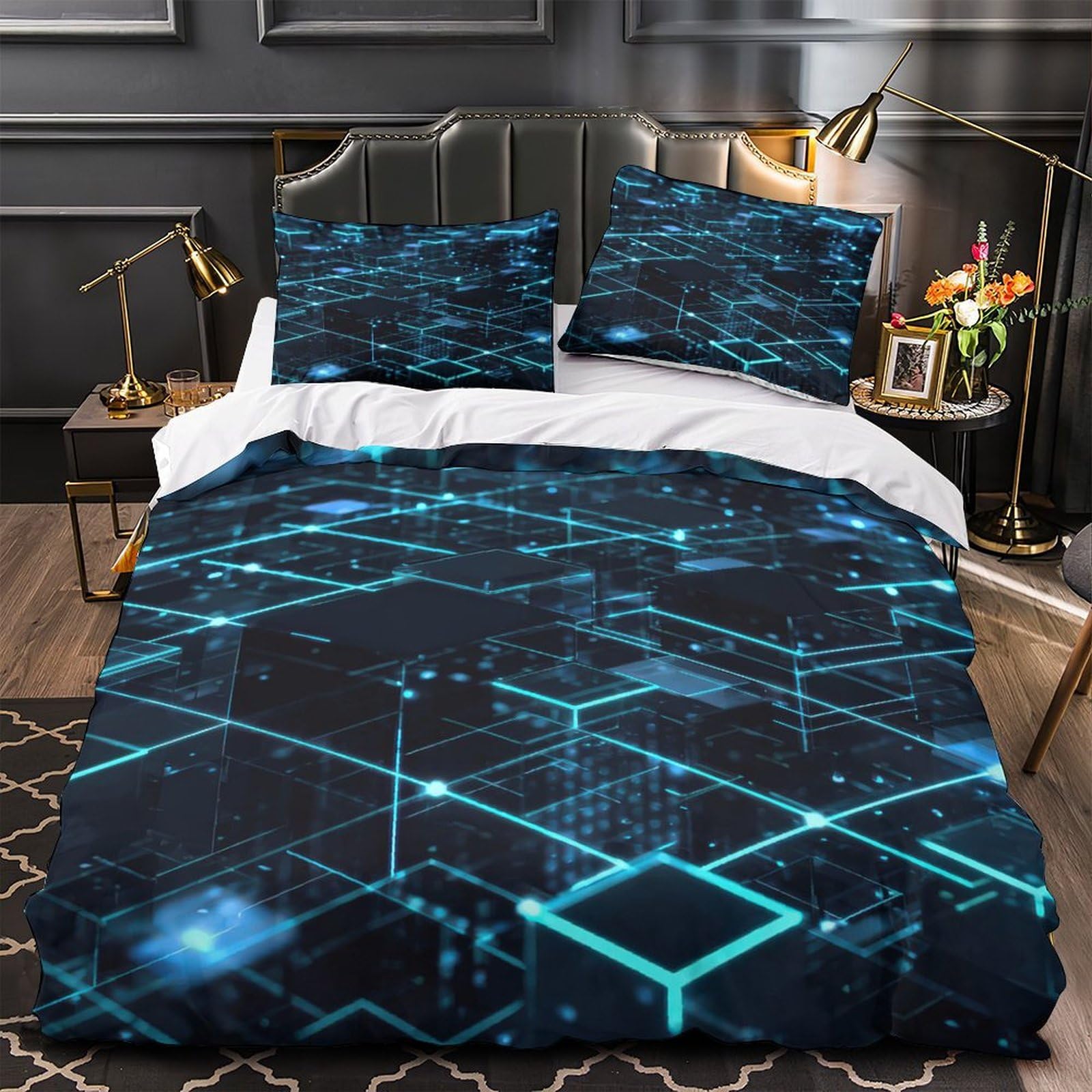 Housse de couette fléchettes fermeture éclair microfibre facile à laver