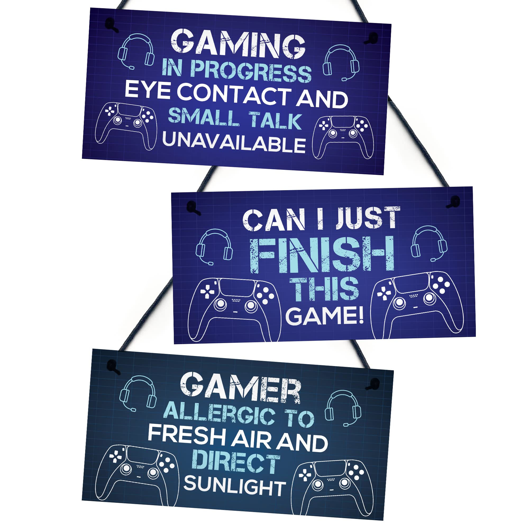 Red Ocean Gamer Gift For Boys, 3 PIECES Gaming Bundle Pack of Gaming Signs And Plaques, Birthday Christmas For Son Brother, Gamer For Birthday.