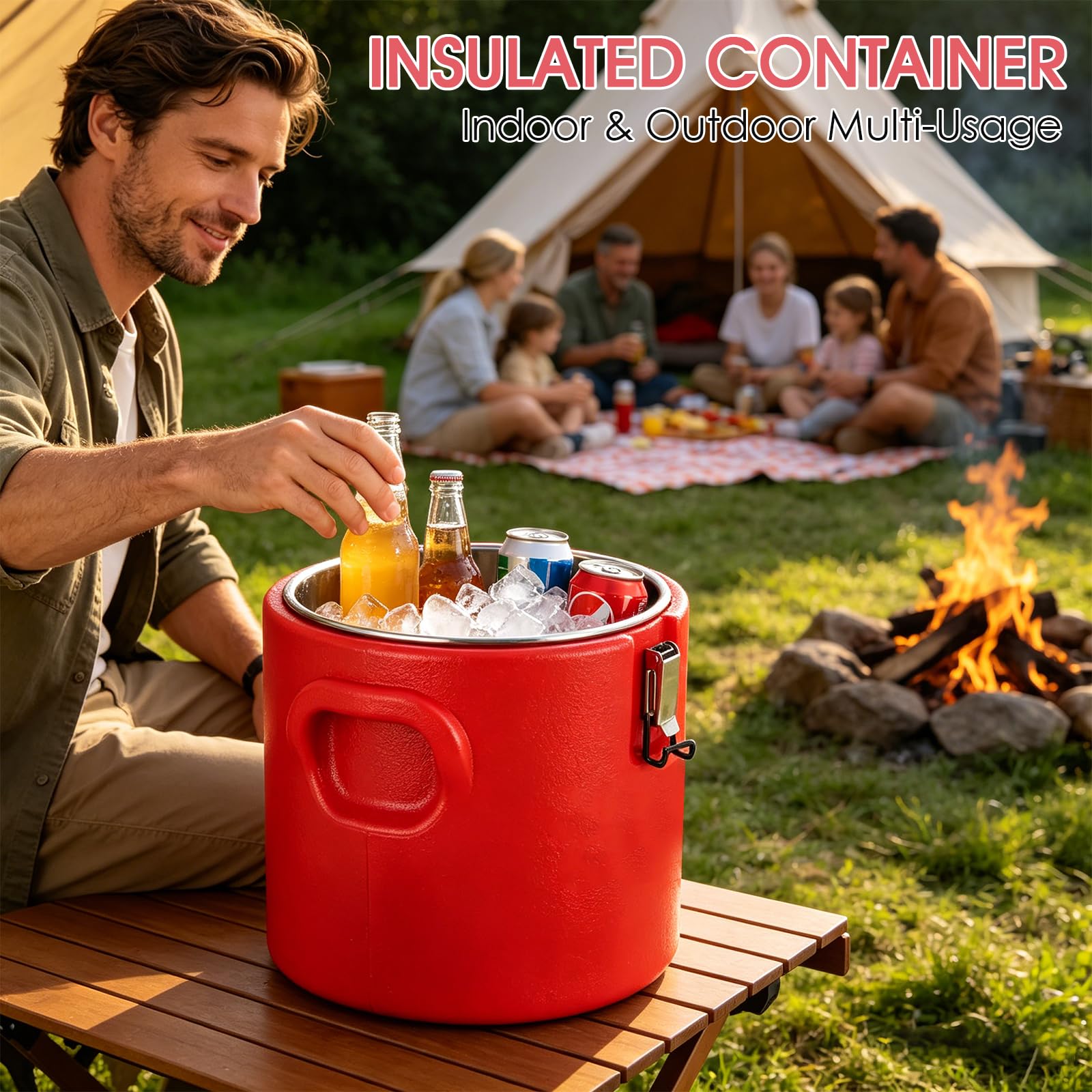 Contenitore termico per zuppe da 10 l, in acciaio inox 304, per alimenti caldi o freddi, refrigerante per tè e caffè caldi, succhi di frutta, acqua, latte freddo (10 l)