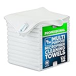 MW Pro Microfiber Cleaning Cloth | White (12 Pack) | Size 16 x 16 | All Purpose Microfiber Towels - Clean, Dust, Polish, Scrub, Absorbent