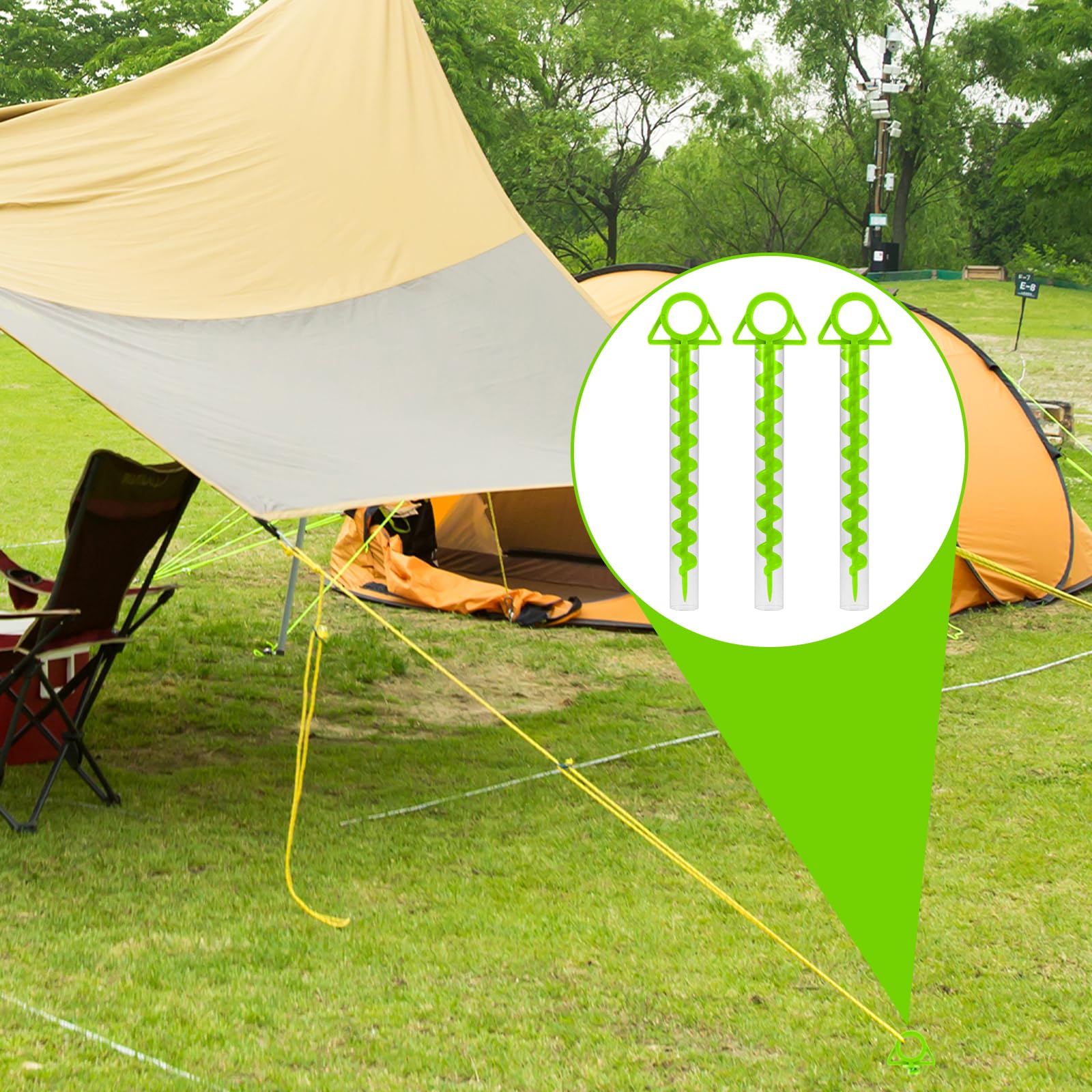 Picchetti Tenda A Vite 8 Pezzi - Per Campeggio Verde - Pioli Plastic