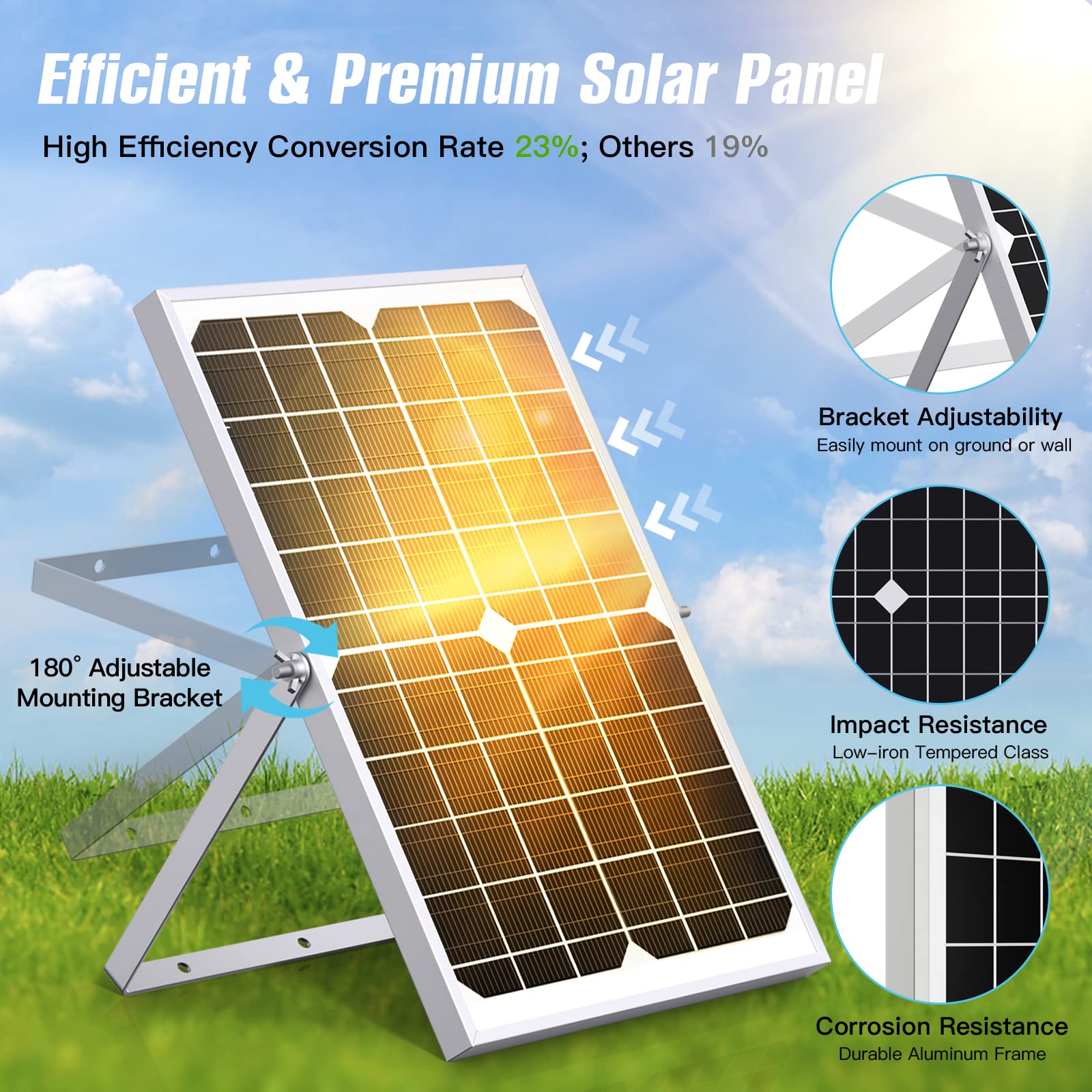 Bomba solar para estanque y fuente de 15 W, caudal 720 L/h, cable extensible de 5 m, 4 modelos de pulverización y bolsa de filtración, ideal para estanques e instalaciones de agua
