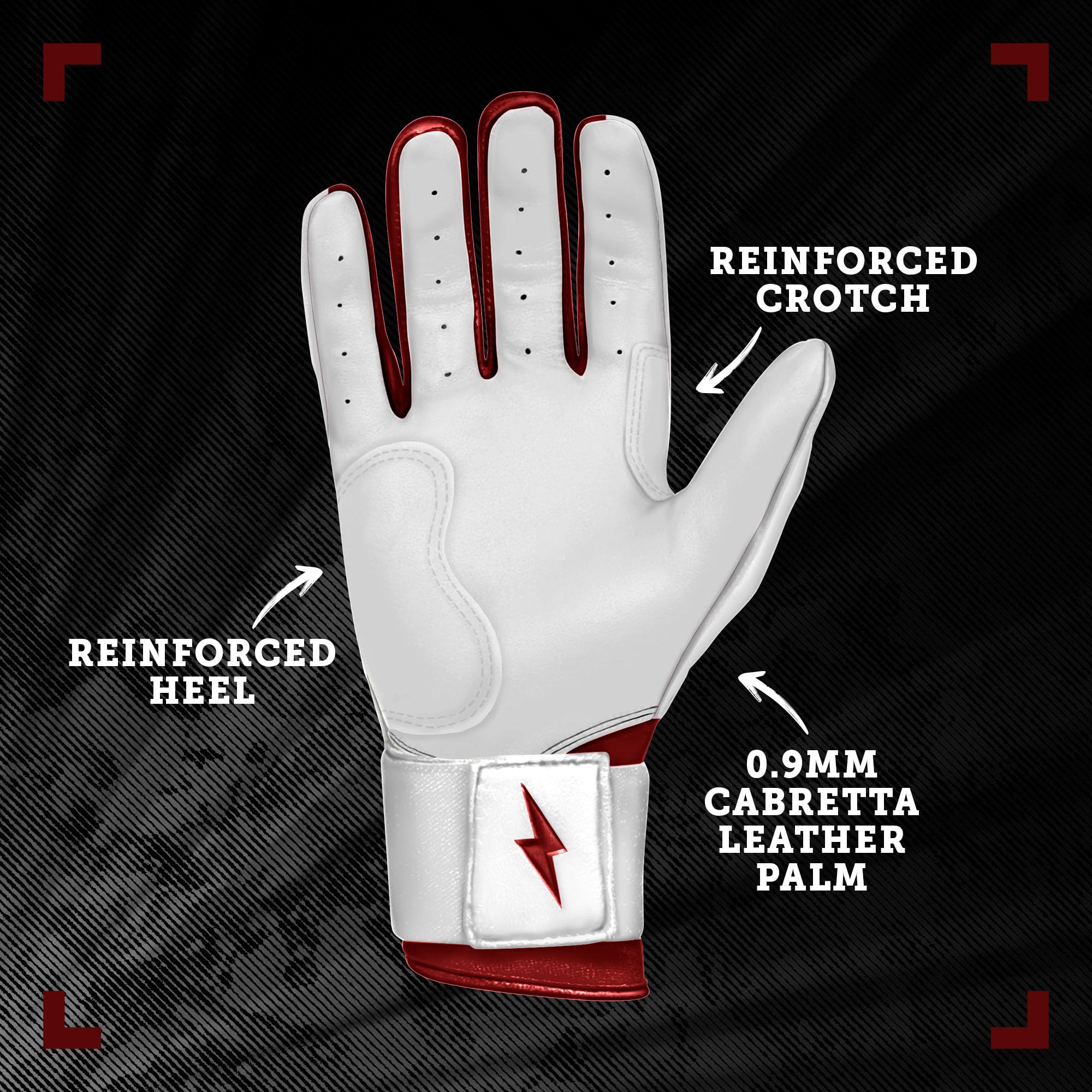 BRUCE BOLT Chrome Series Long Cuff Maroon Batting Glove